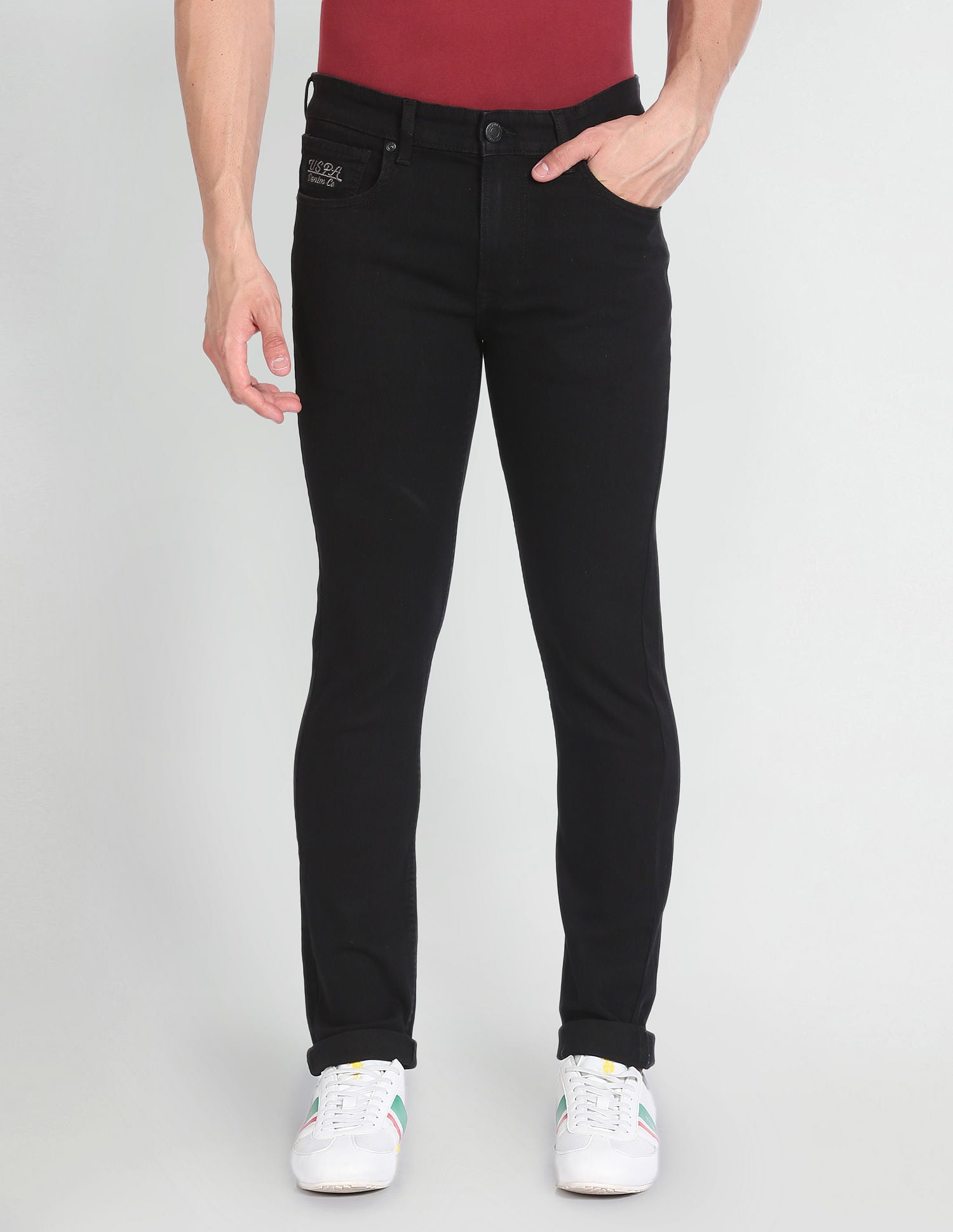 Regallo Skinny Fit Black Jeans Black - U.S. Polo Assn. India | Large