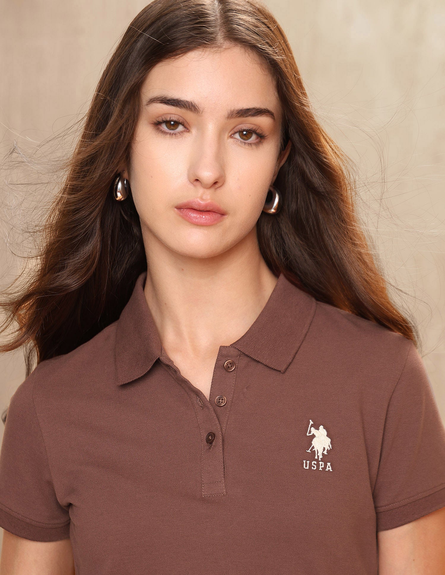 Regular Fit Solid Polo Shirt Brown - U.S. Polo Assn. India | Large