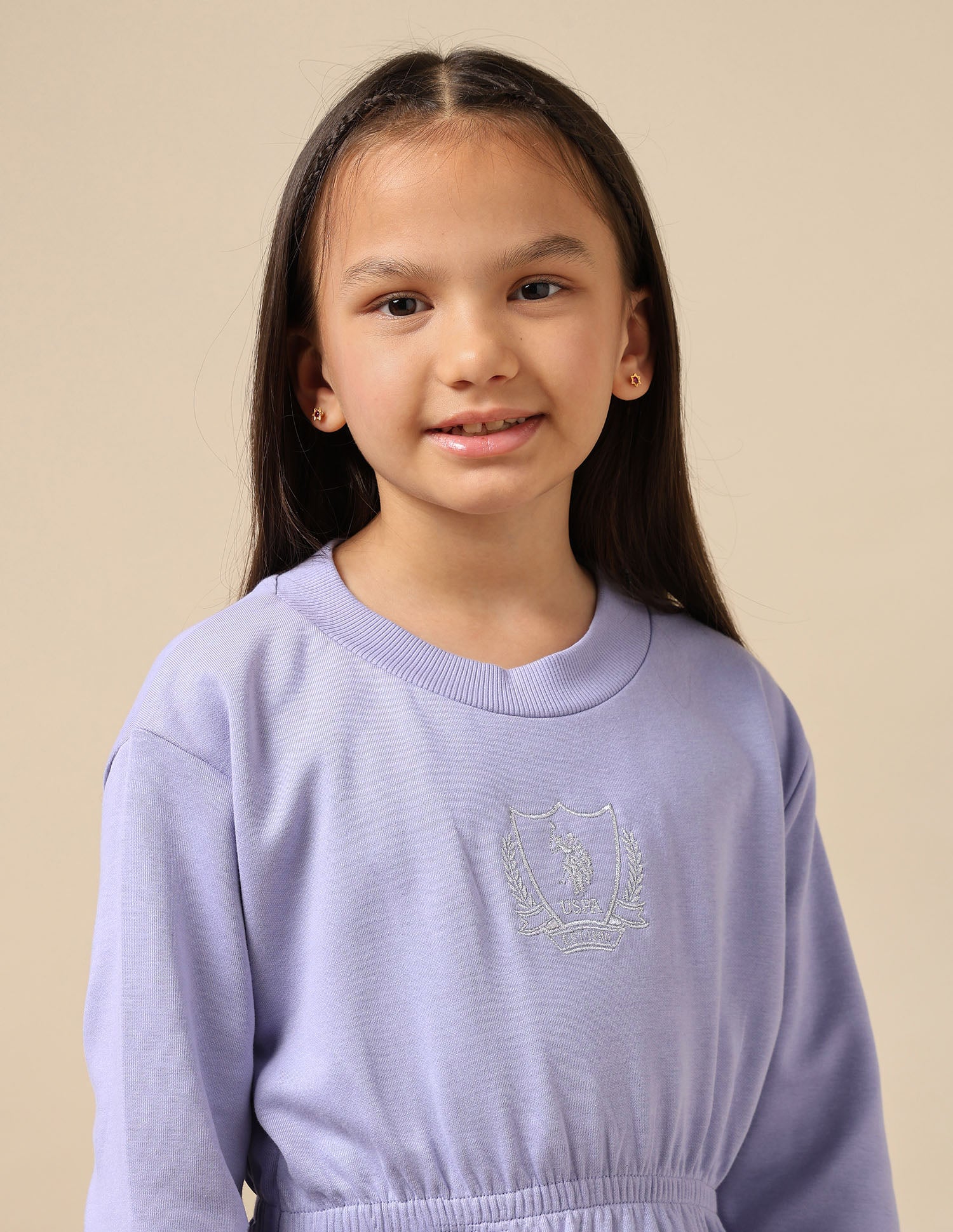 Girls Crew Neck Fit And Flare Dress Light Purple - U.S. POLO ASSN. | Large