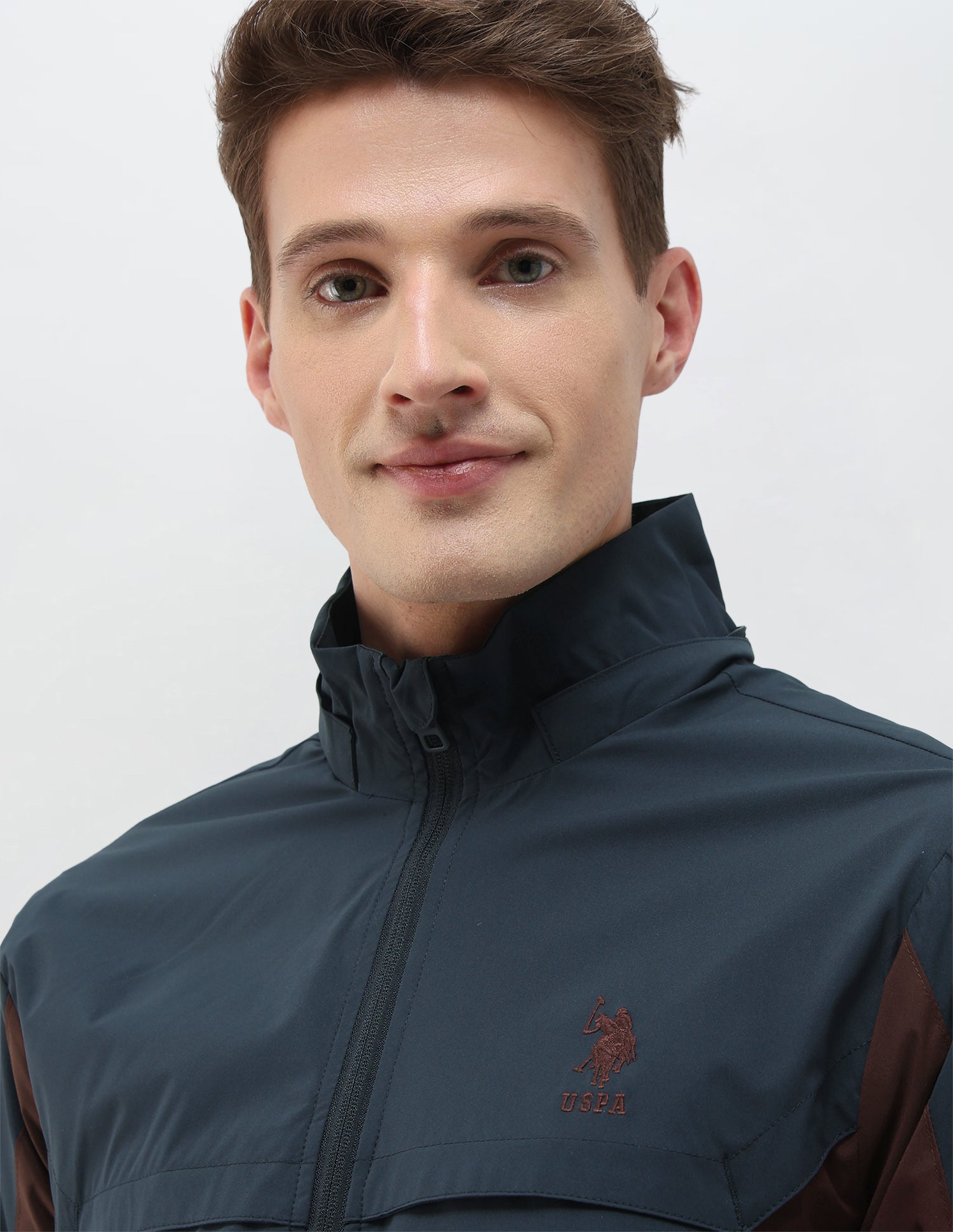 Packable Detachable Hood Colour Blocked Jacket Teal - U.S. Polo Assn. India | Large