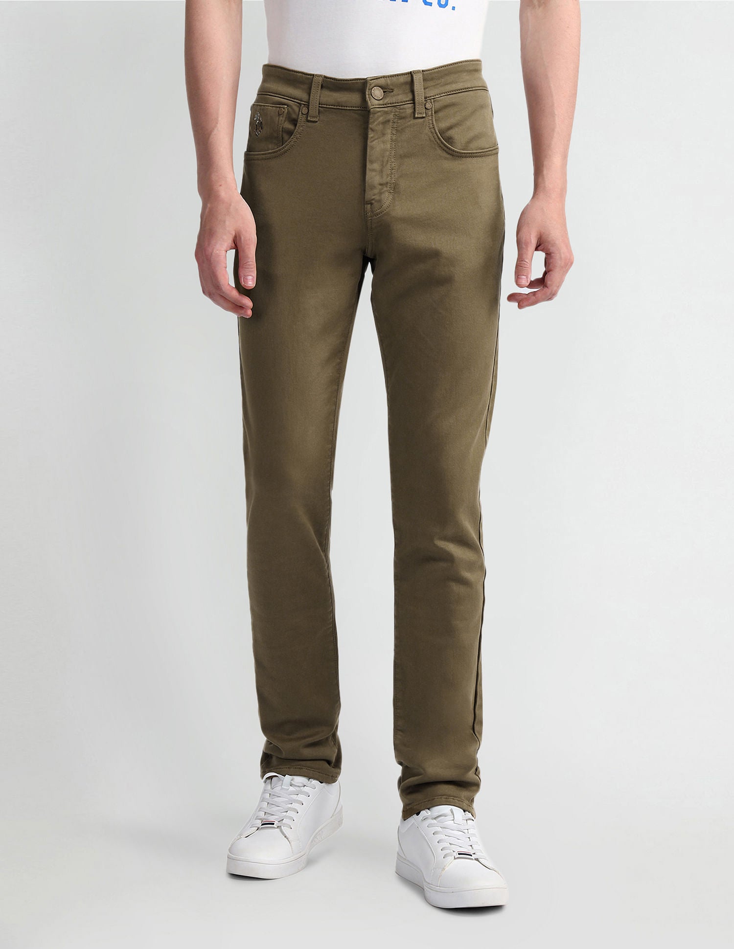 Slim Tapered Fit Beige Jeans Olive - U.S. POLO ASSN. | Large