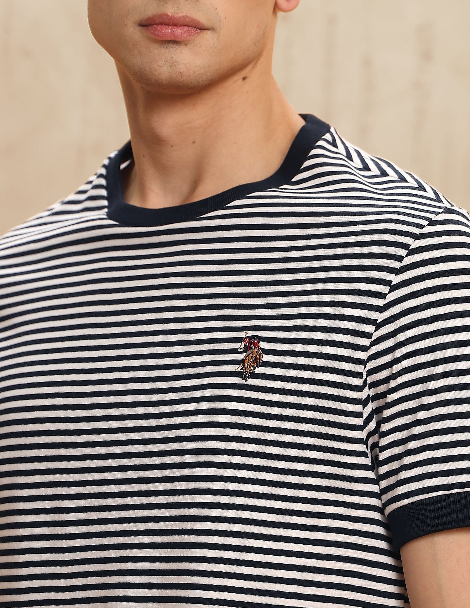 Horizontal Striped Legend Of Horseshoe T-Shirt Navy - U.S. POLO ASSN. | Large