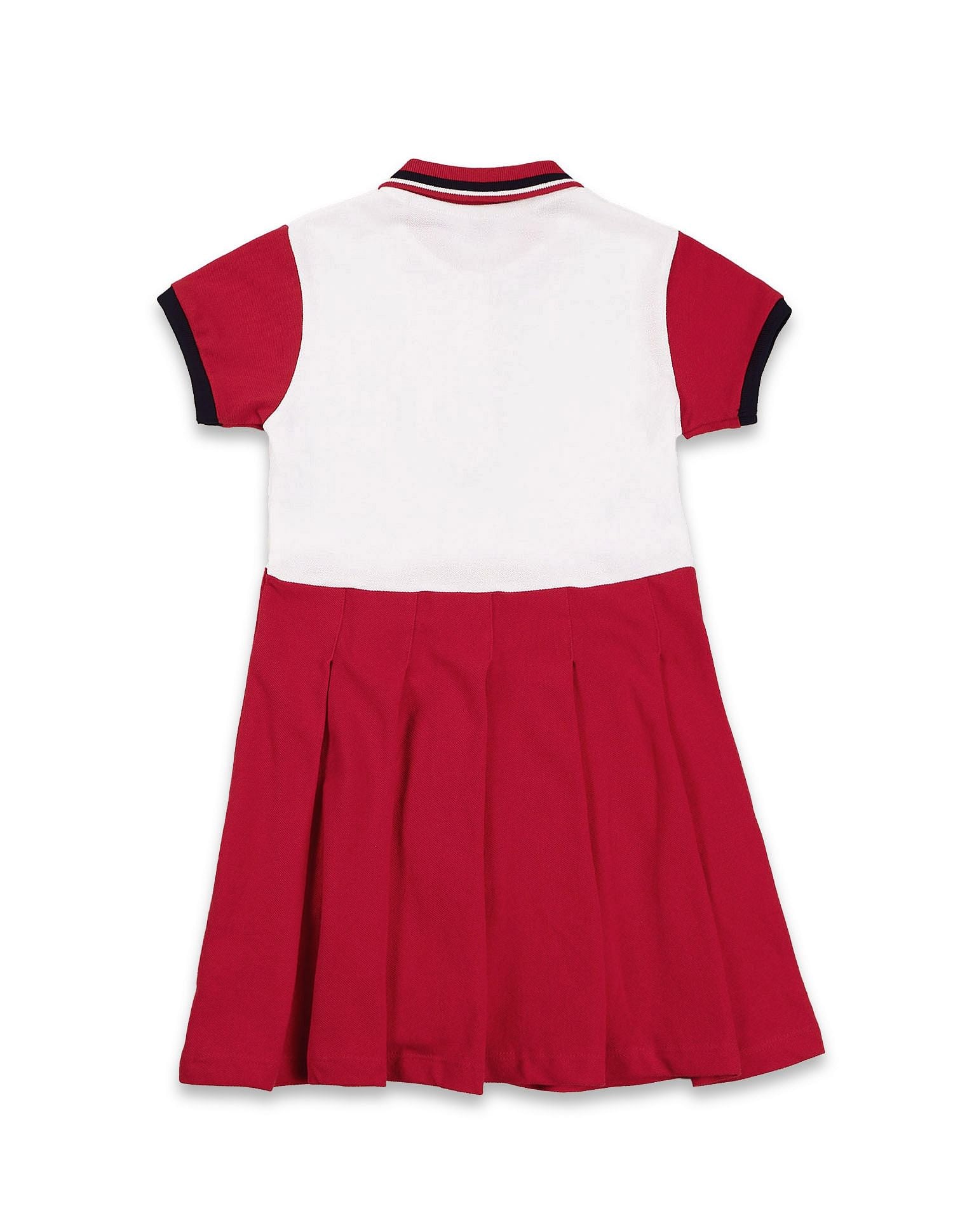 Girls Knife Pleat Cotton Dress Red - U.S. POLO ASSN. | Large