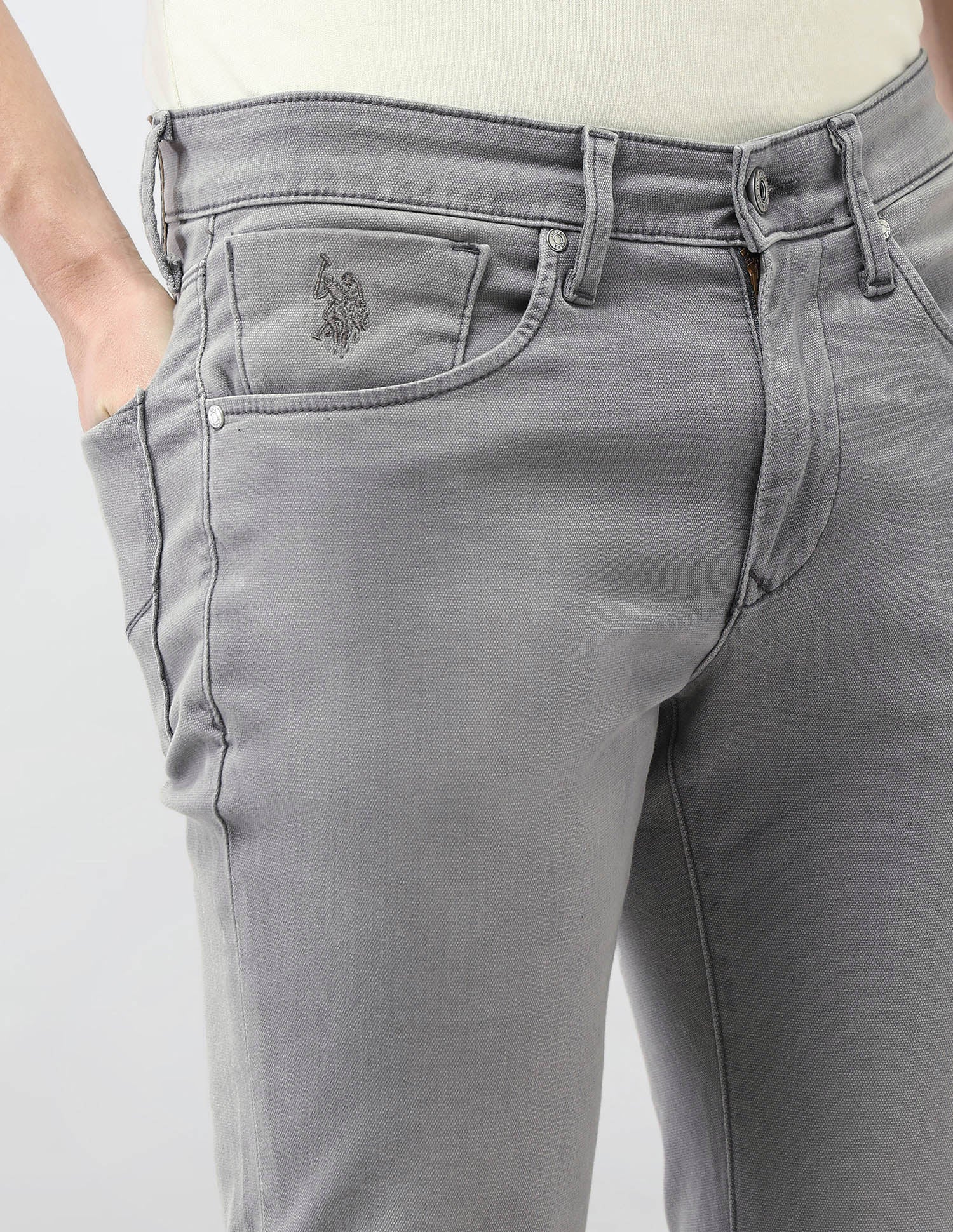 Brandon Slim Tapered Fit Light Washed Jeans Grey - U.S. Polo Assn. India | Large