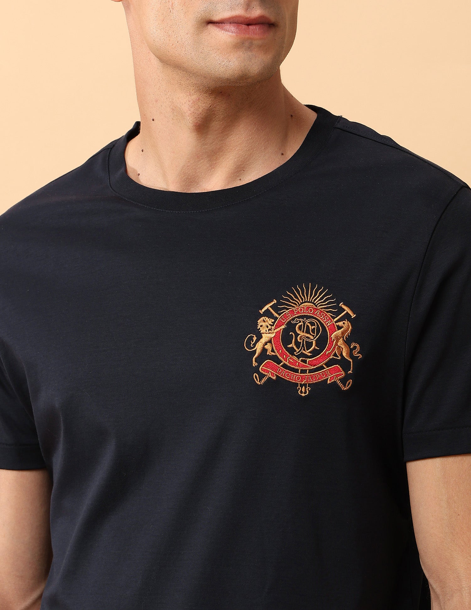 Pacho X Slim Fit Pure Cotton T-Shirt Navy - U.S. Polo Assn. India | Large