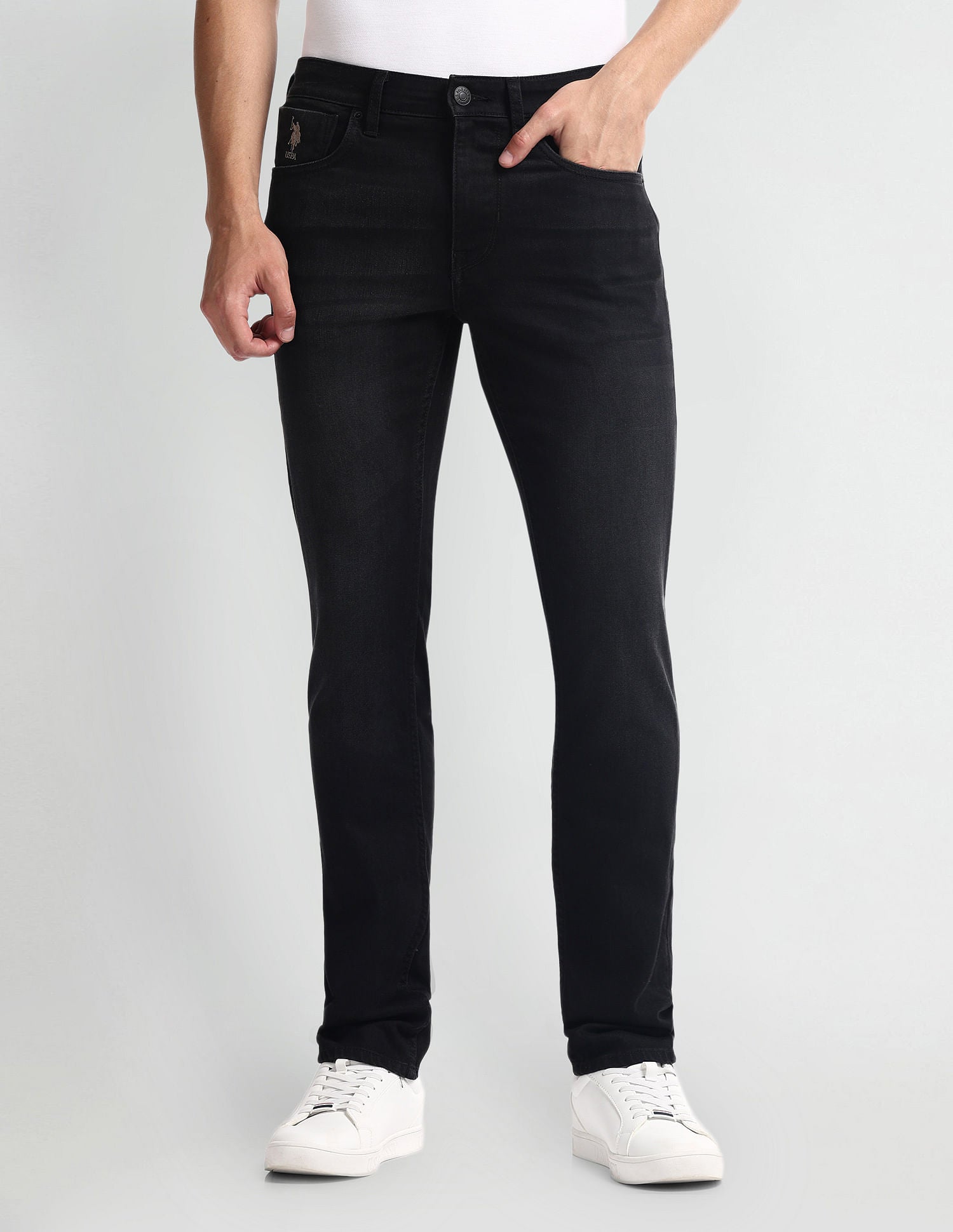 Regallo Skinny Fit Black Jeans Black - U.S. Polo Assn. India | Large
