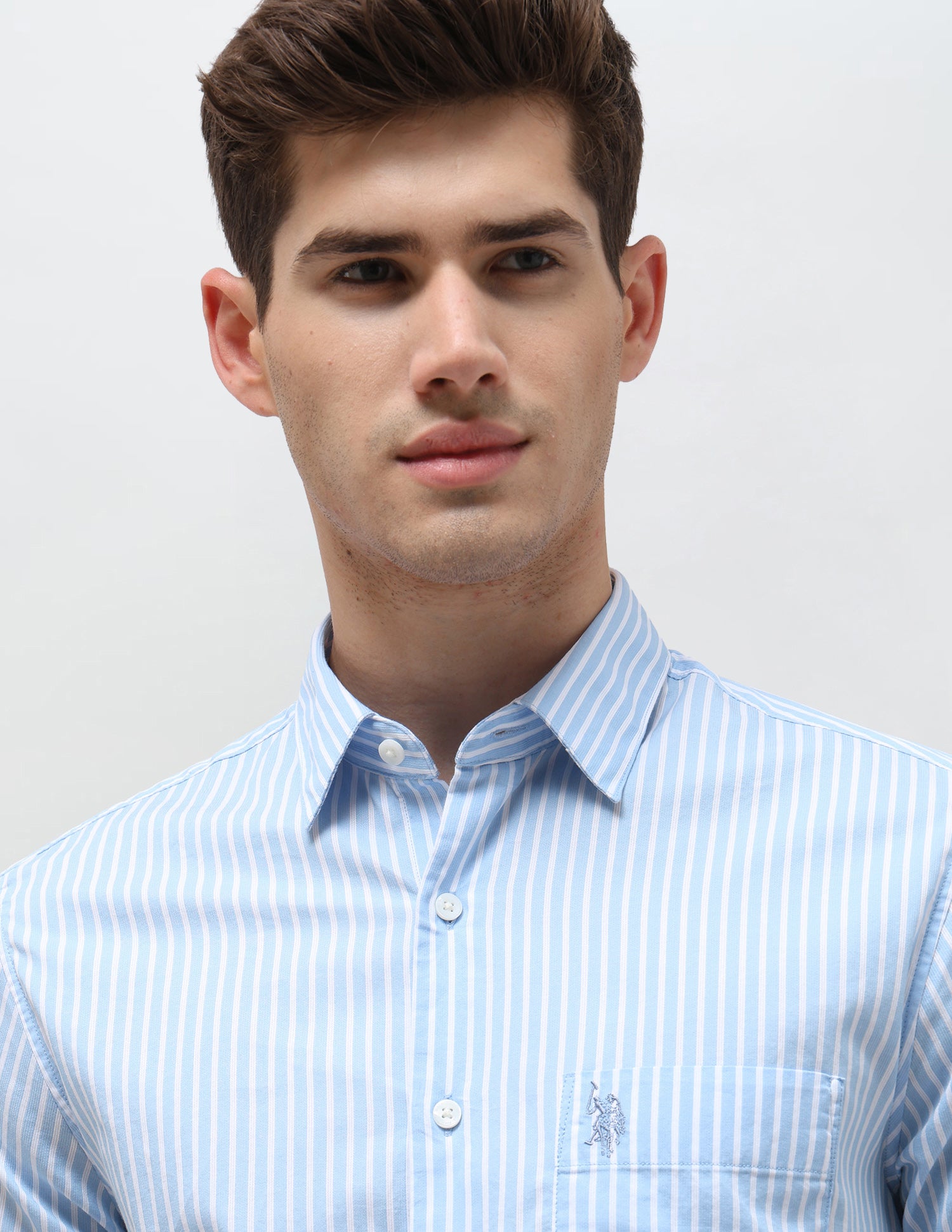 Dobby Vertical Striped Shirt Light Blue - U.S. Polo Assn. India | Large