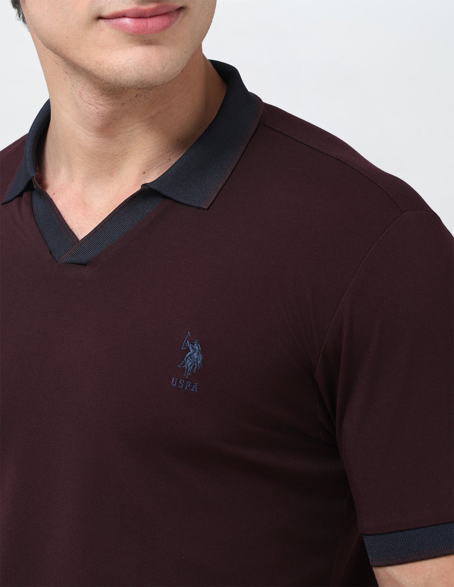 Solid Slim Fit Polo Shirt Dark Red - U.S. Polo Assn. India | Large