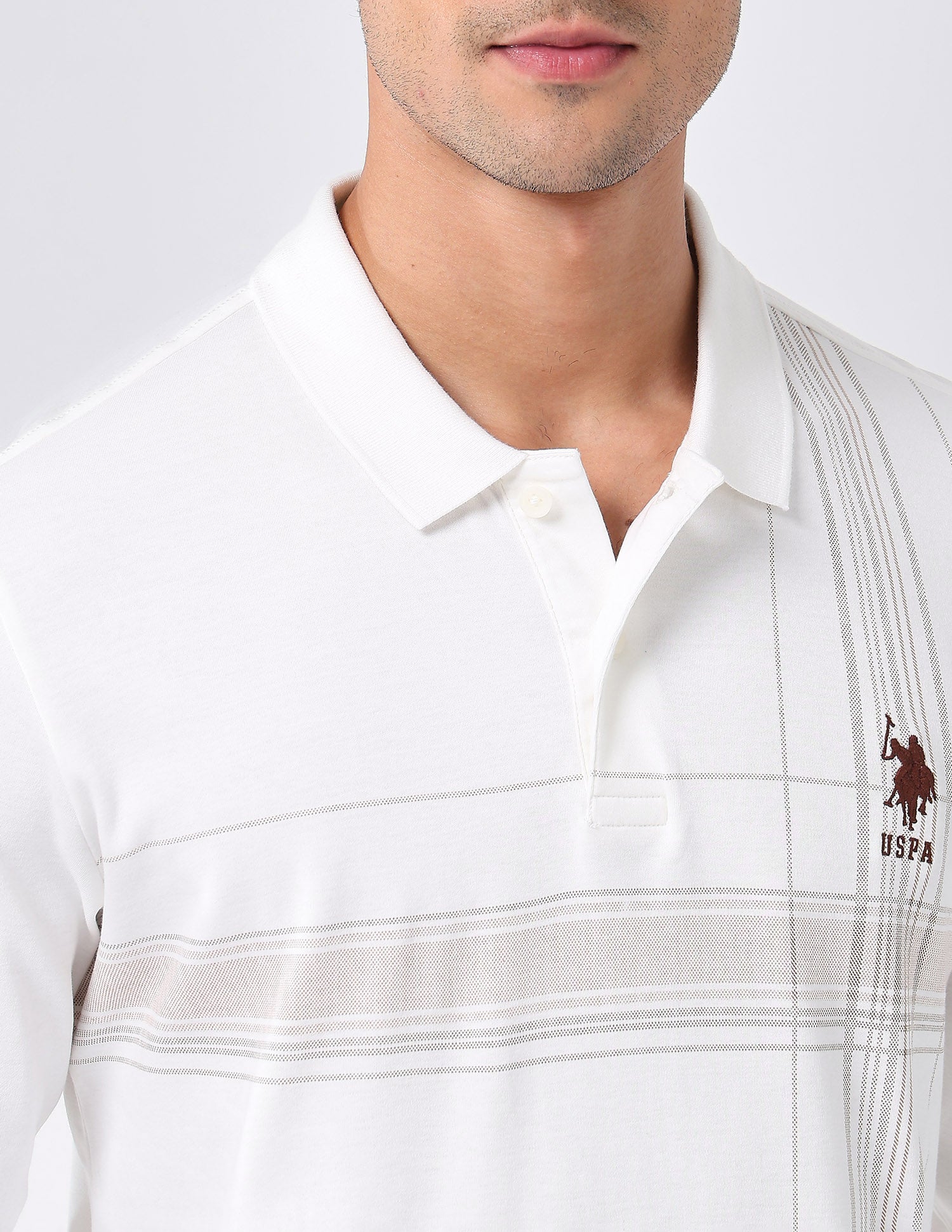 Checked Regular Fit Polo Shirt Off White - U.S. POLO ASSN. | Large