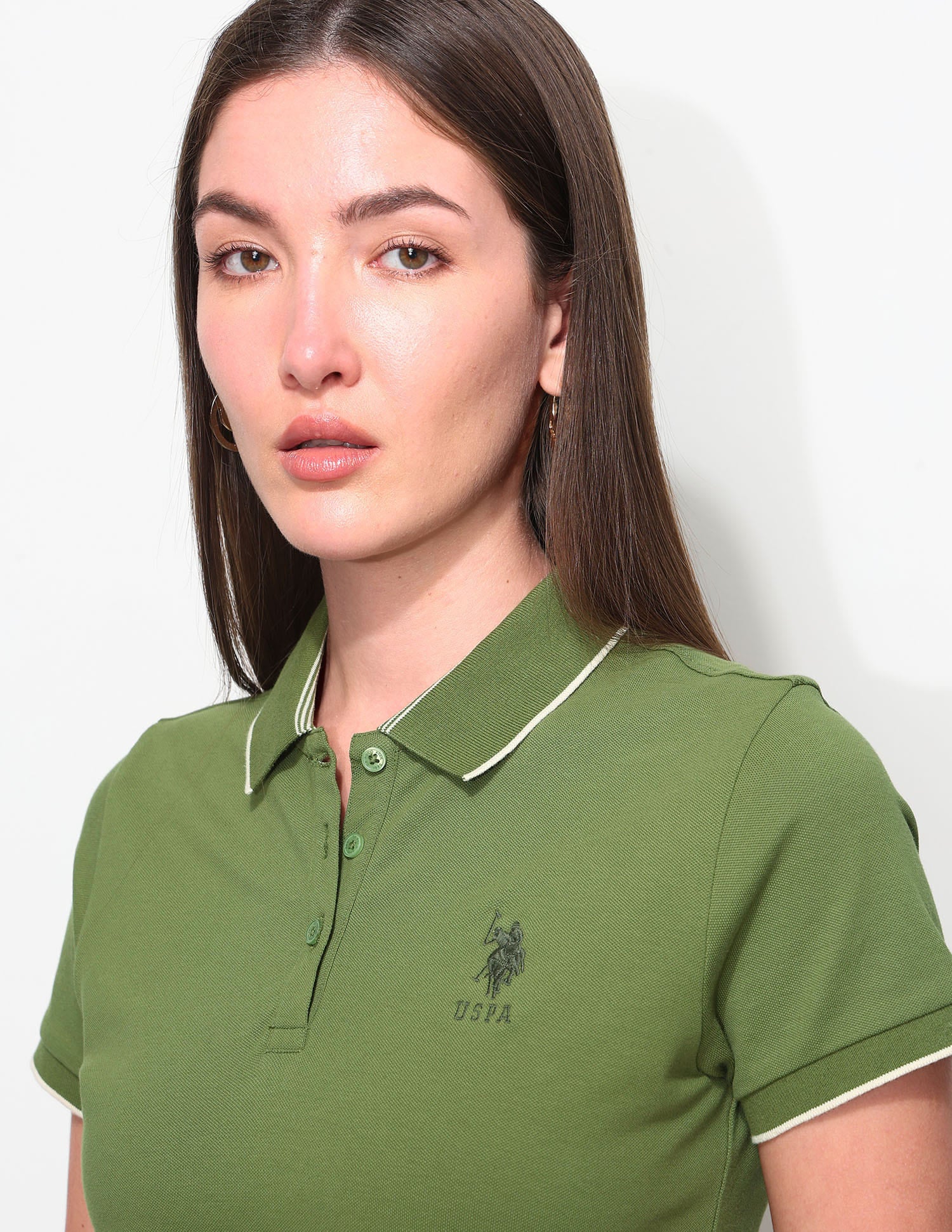 Regular Fit Solid Polo Shirt Green - U.S. Polo Assn. India | Large