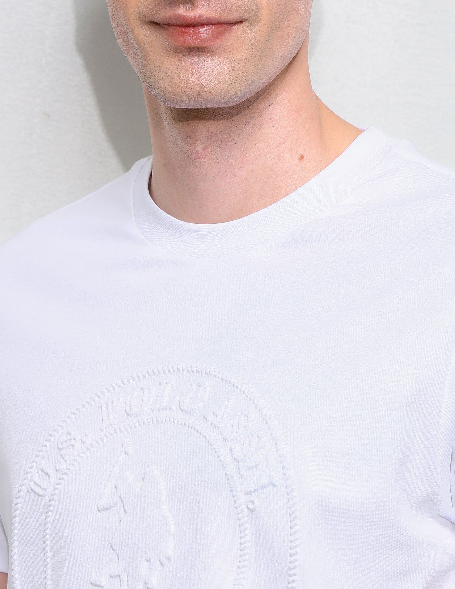 Brand Embossed Slim Fit T-Shirt White - U.S. Polo Assn. India | Large