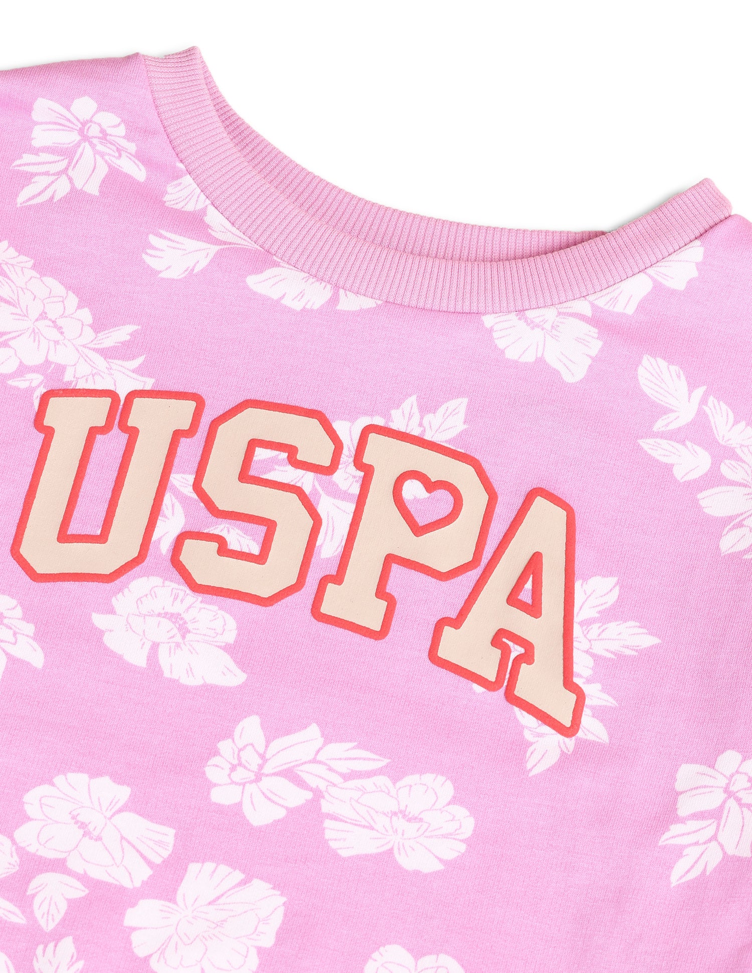 Girls Floral Printed Regular Fit Sweatshirt Light Purple - U.S. POLO ASSN. | Large