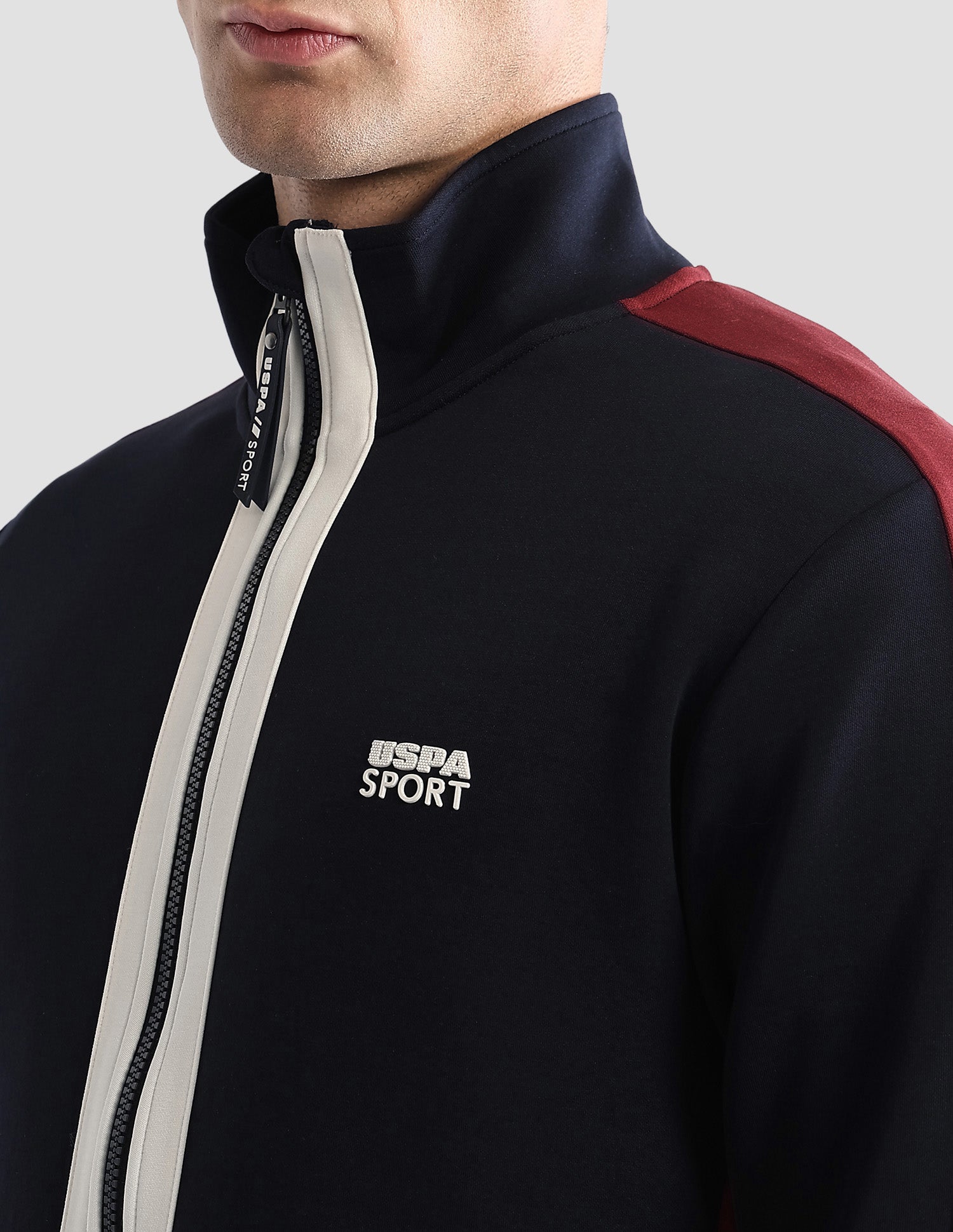 Solid With Colorblock Detail Slim Fit Sweatshirt Navy - U.S. POLO ASSN. | Large