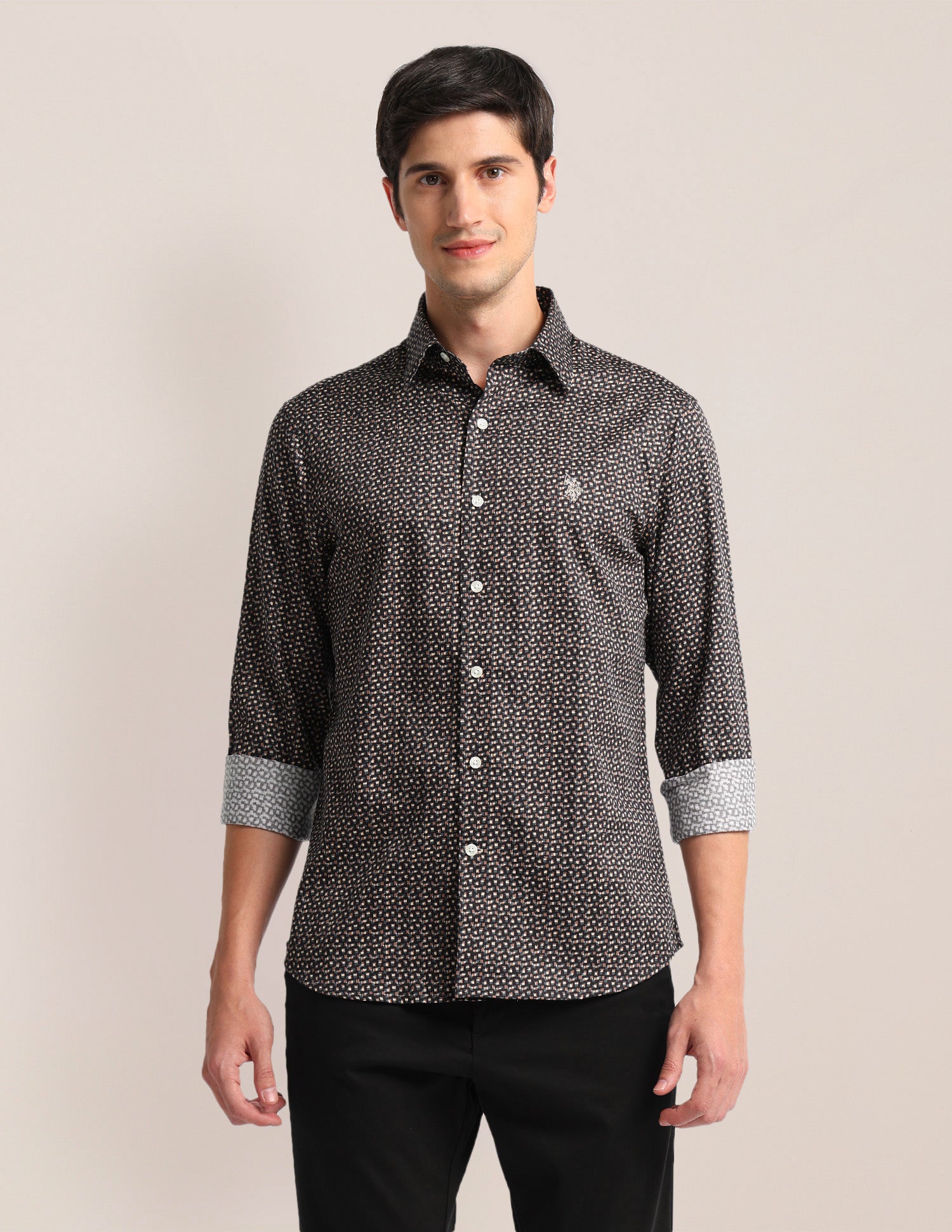 Graphic Print Sateen Shirt Navy - U.S. Polo Assn. India | Large