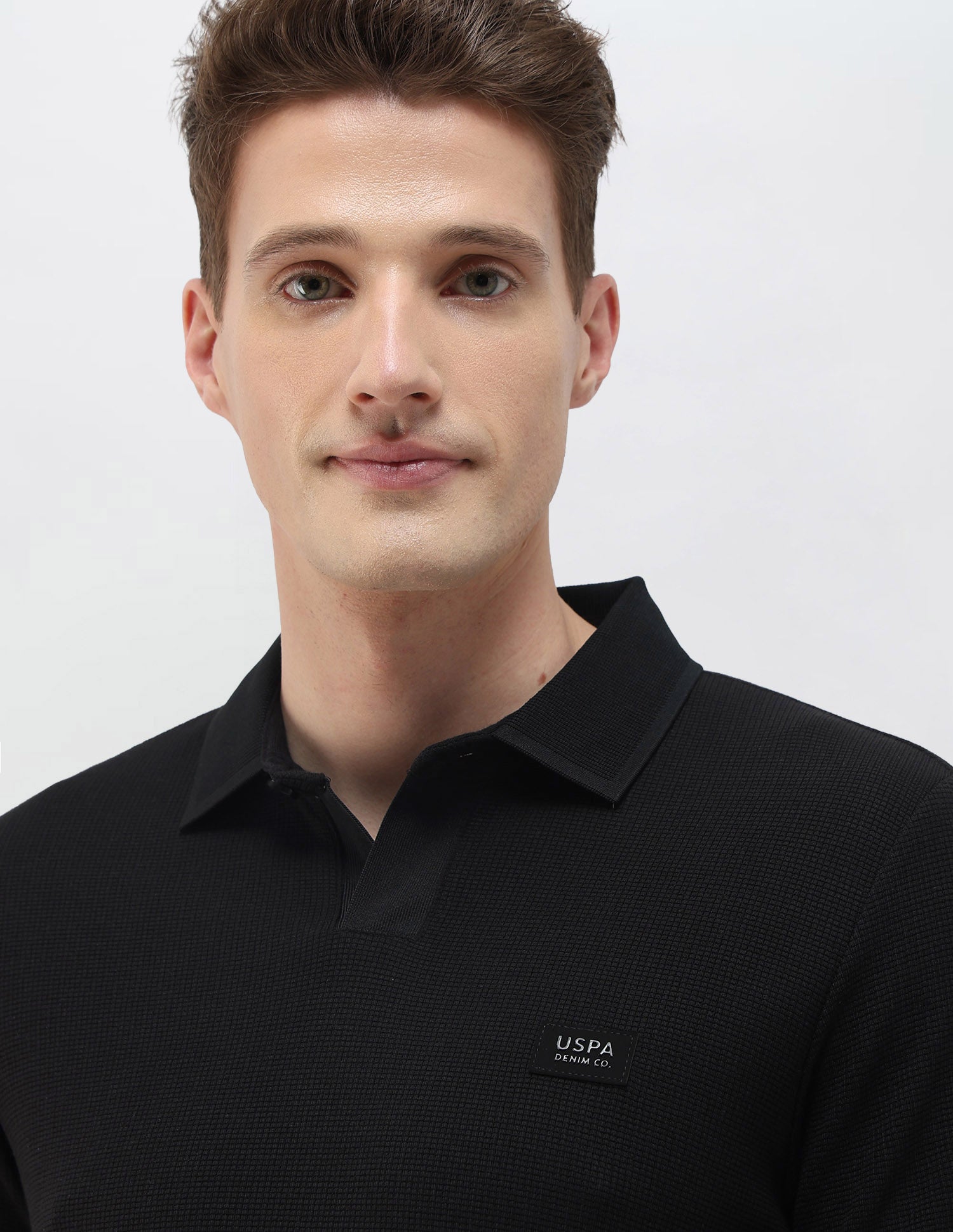 Textured Black & Gold Slim Fit Polo Shirt Black - U.S. Polo Assn. India | Large