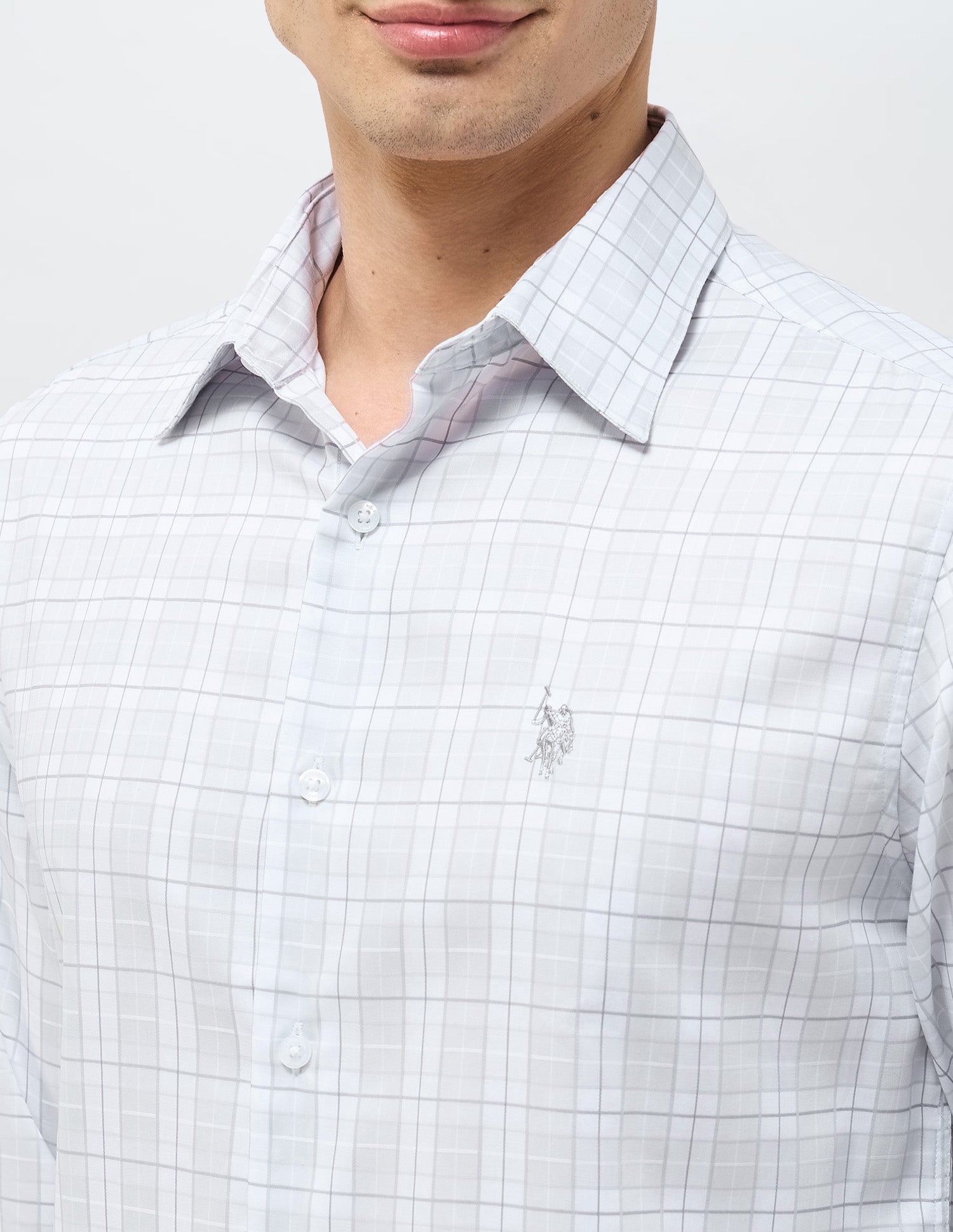 Graph Checked Tailored Fit Shirt Grey - U.S. POLO ASSN. | Large