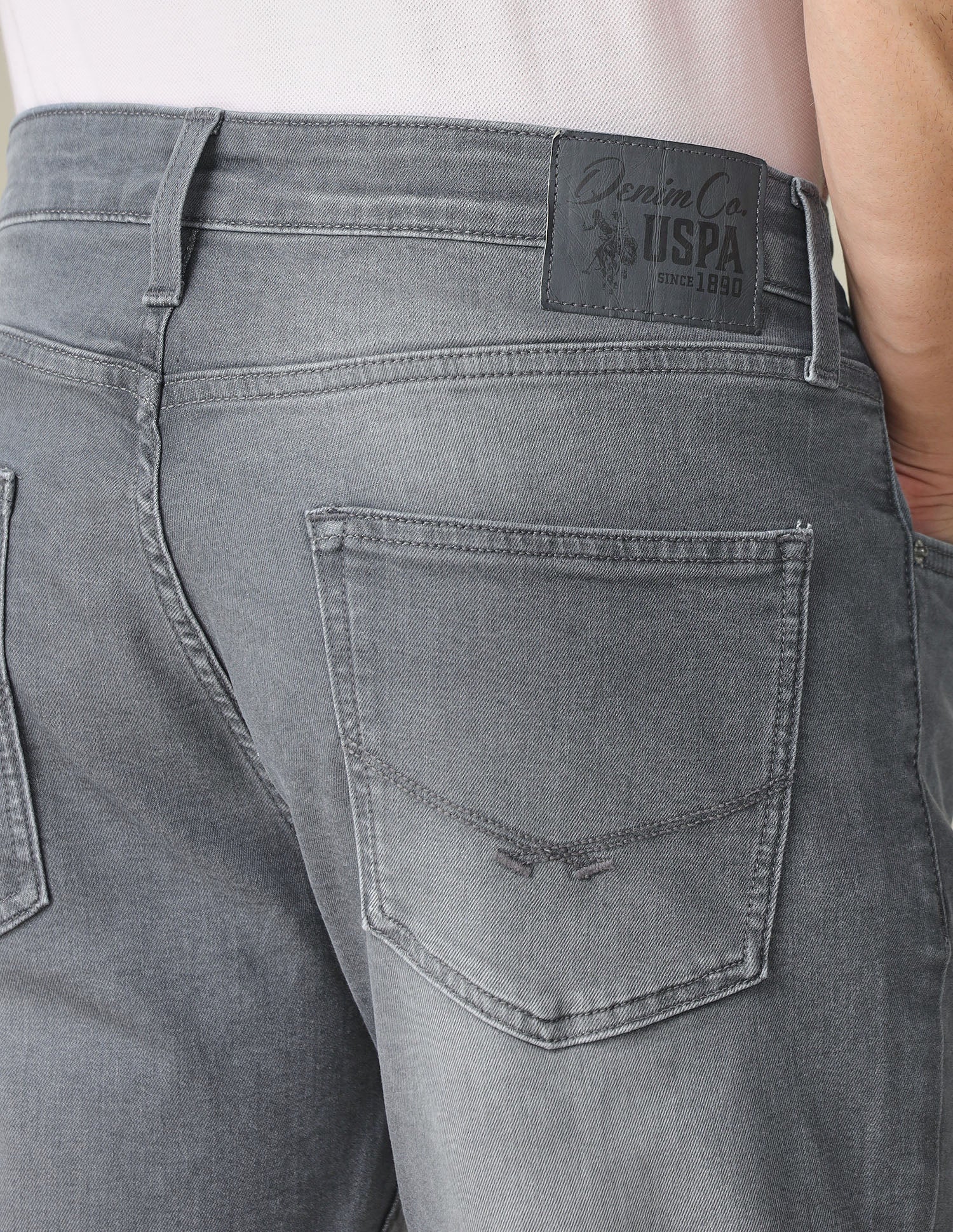 Harold Slim Straight Fit Whiskered Jeans Grey - U.S. POLO ASSN. | Large