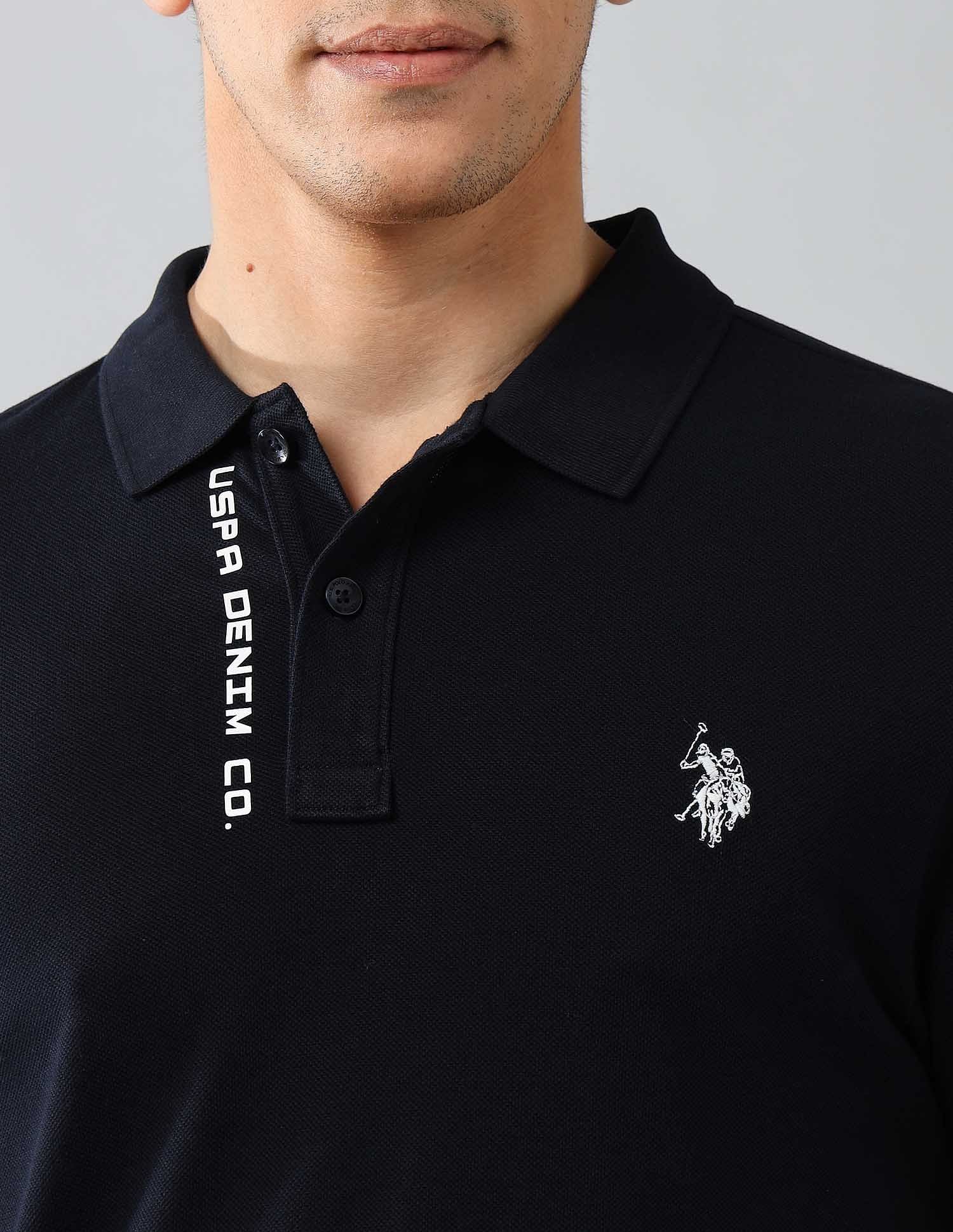 Pure Cotton Muscle Fit Polo Shirt Navy - U.S. POLO ASSN. | Large