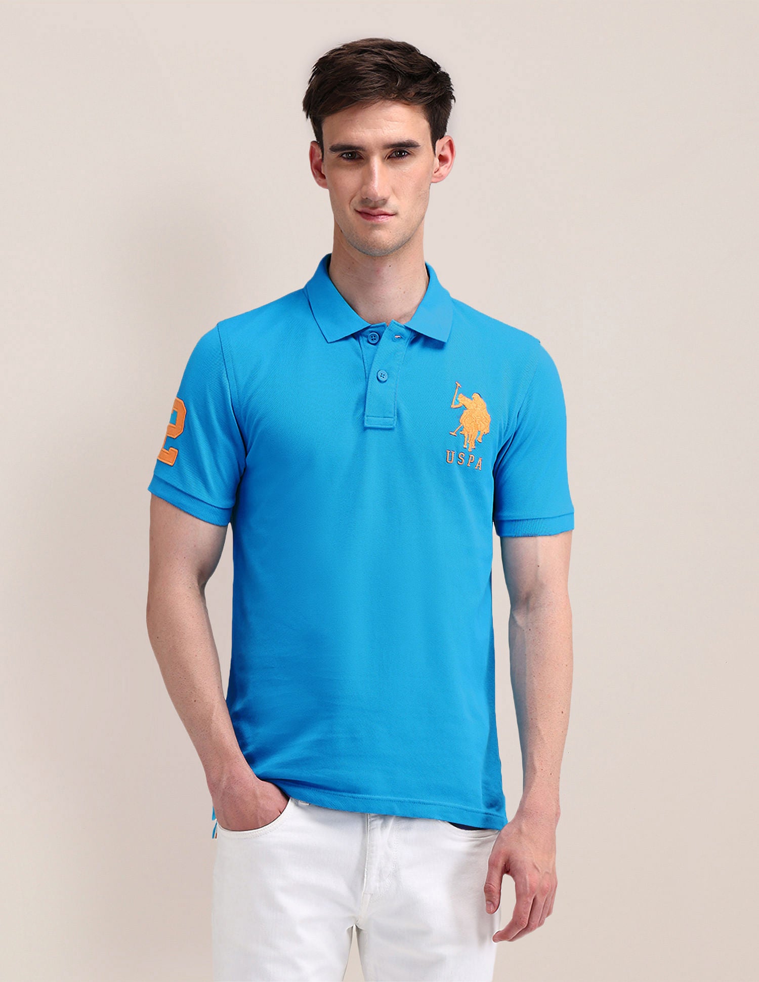 Solid Slim Fit Polo Shirt Blue - U.S. POLO ASSN. | Large