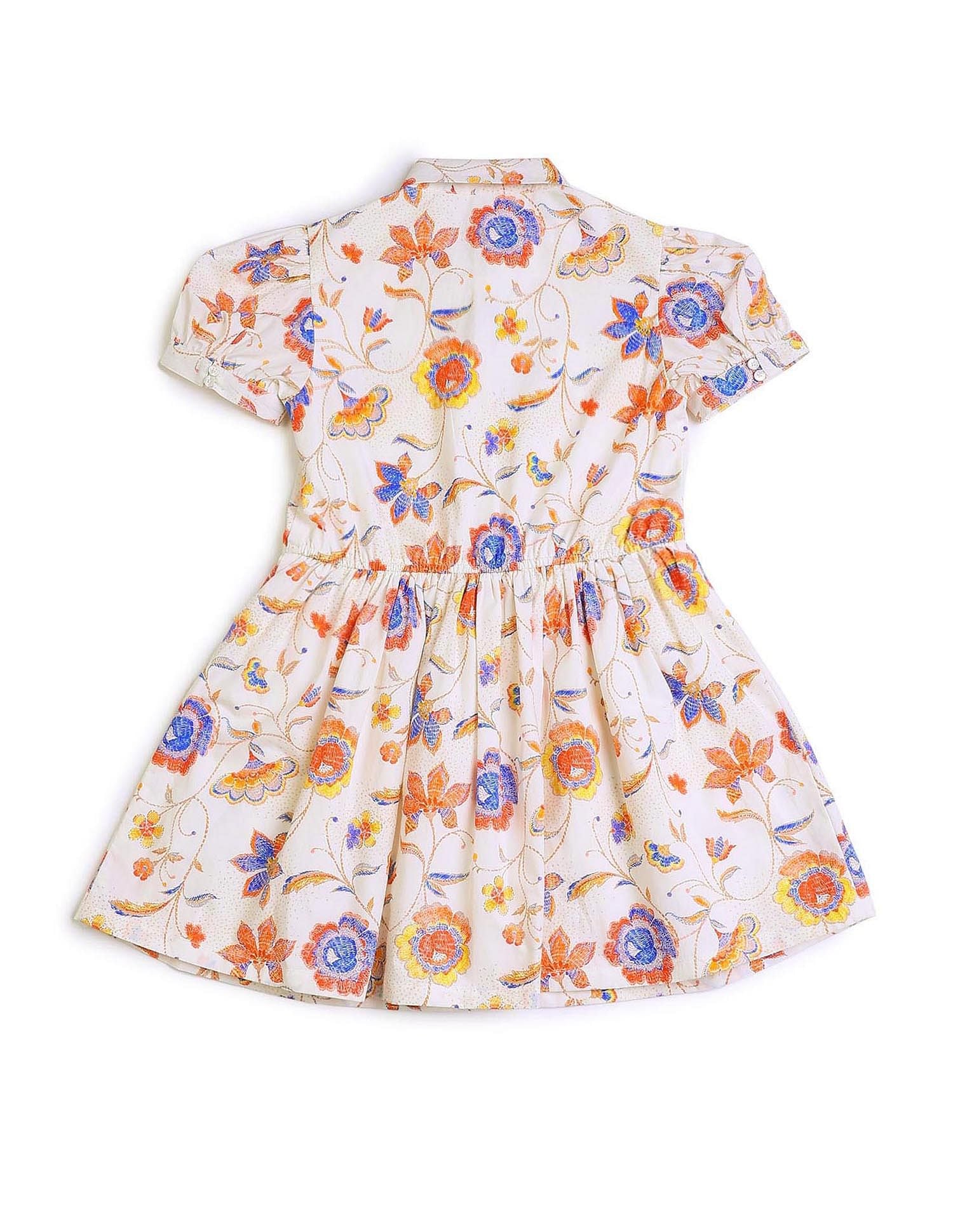 Girls Flare Printed Shirt Dress Multi Melange - U.S. POLO ASSN. | Large