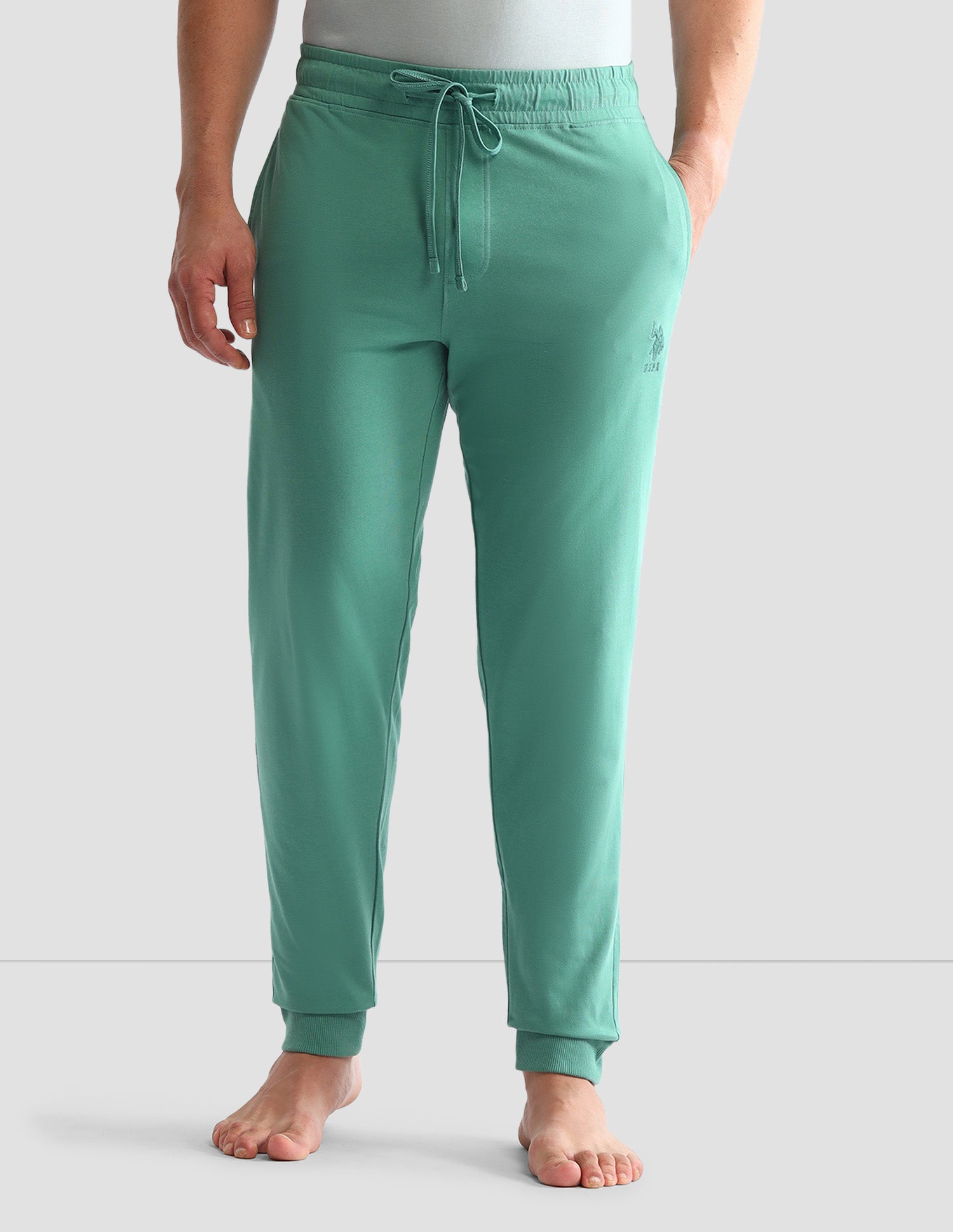 Solid Mid-Rise Solid OJ007 Joggers Malachite Green - U.S. POLO ASSN. | Large