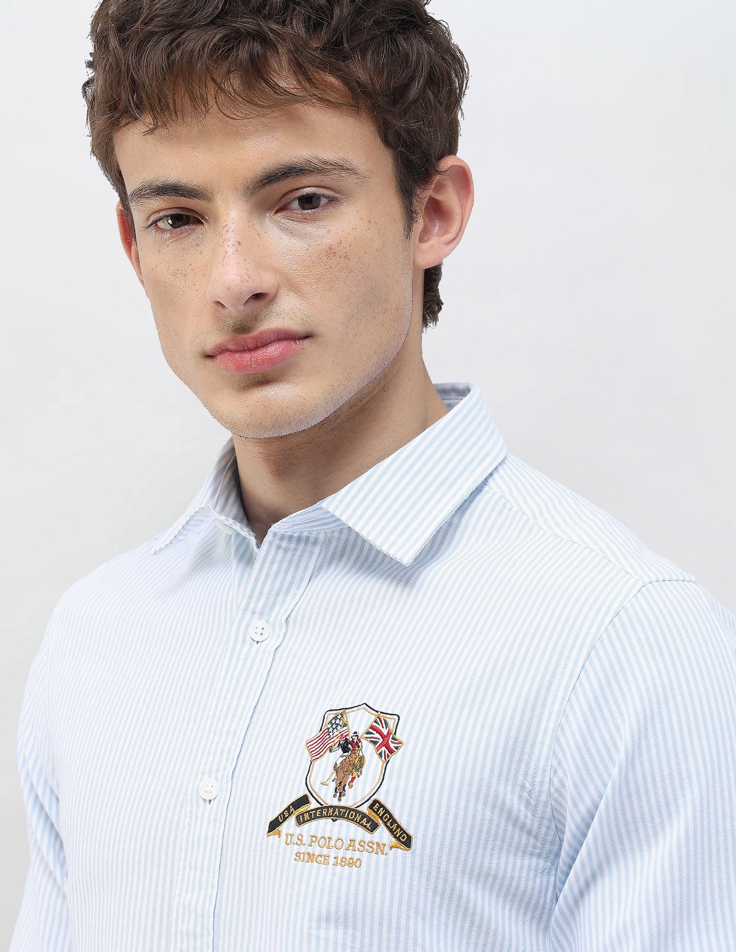 Vertical Striped Regular Fit Shirt Light Blue - U.S. Polo Assn. India | Large