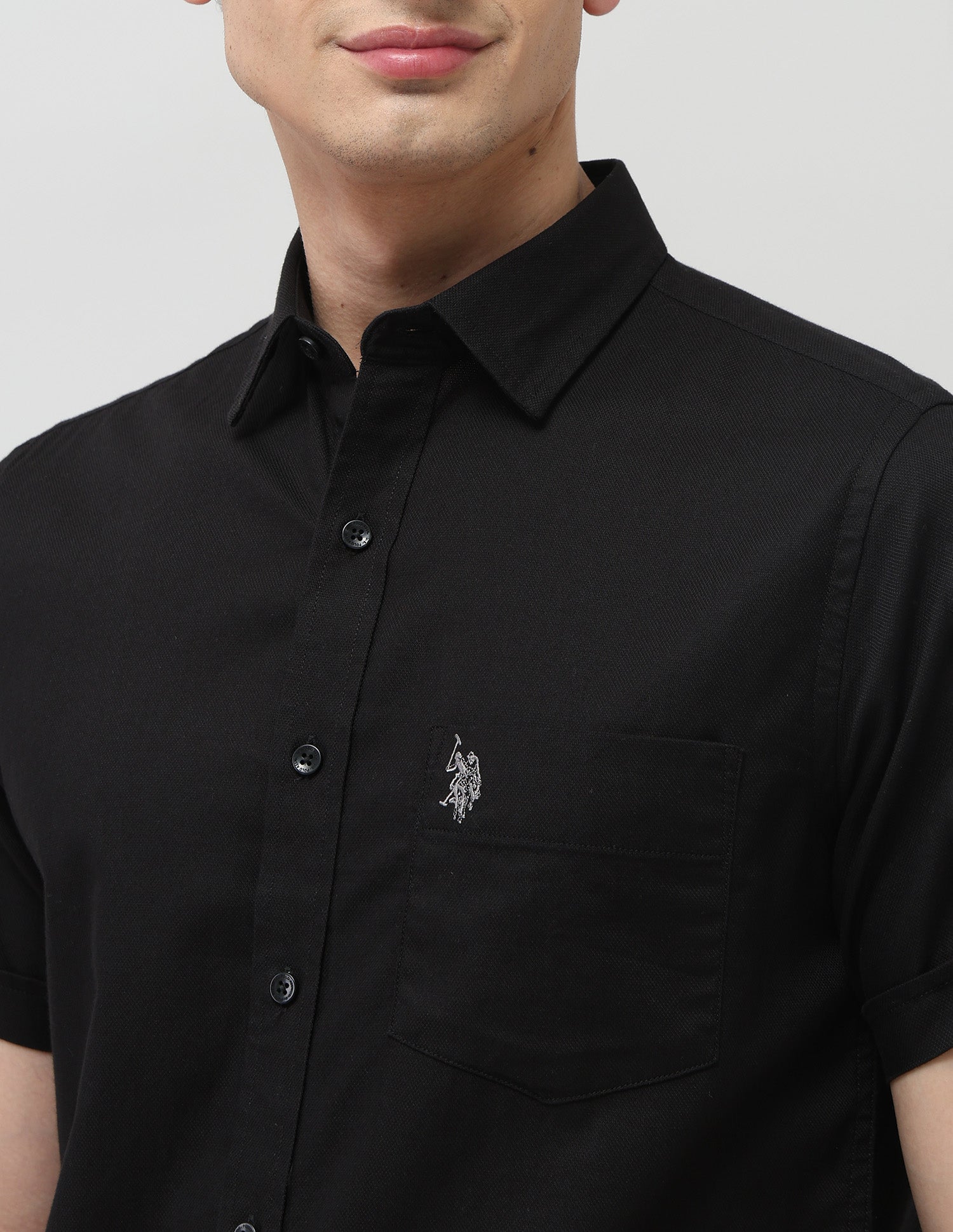 Pure Cotton Tailored Fit Shirt Black - U.S. POLO ASSN. | Large