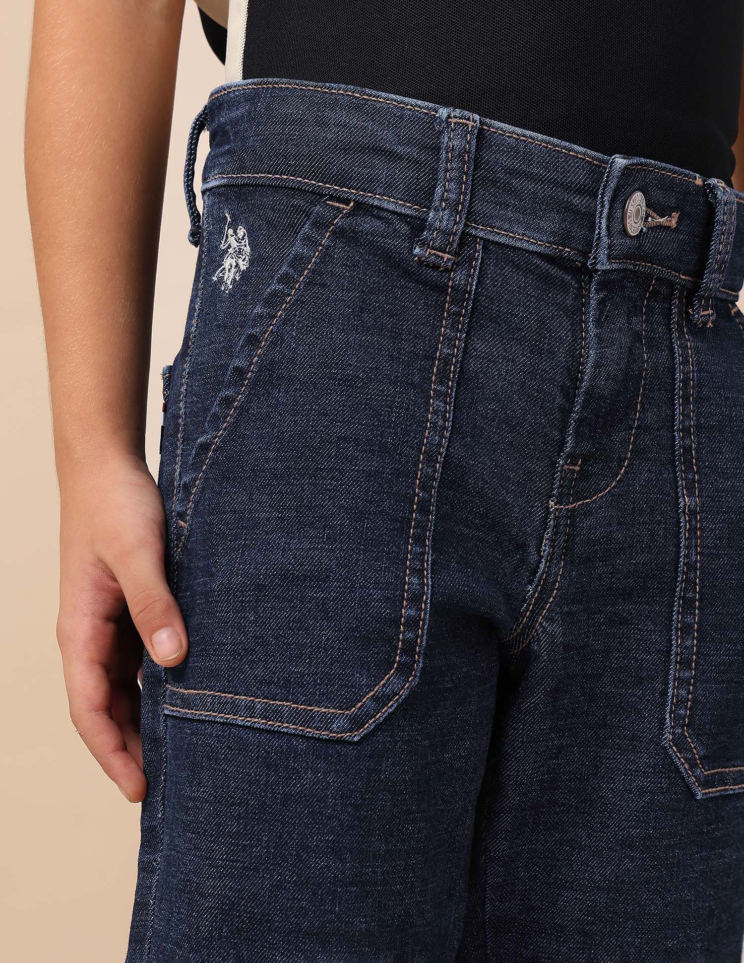 Boys Relaxed Fit Mid Rise Jeans Blue - U.S. POLO ASSN. | Large