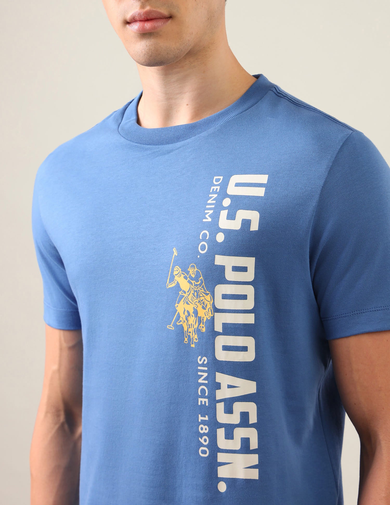 Brand Printed Regular Fit T-Shirt Blue - U.S. Polo Assn. India | Large