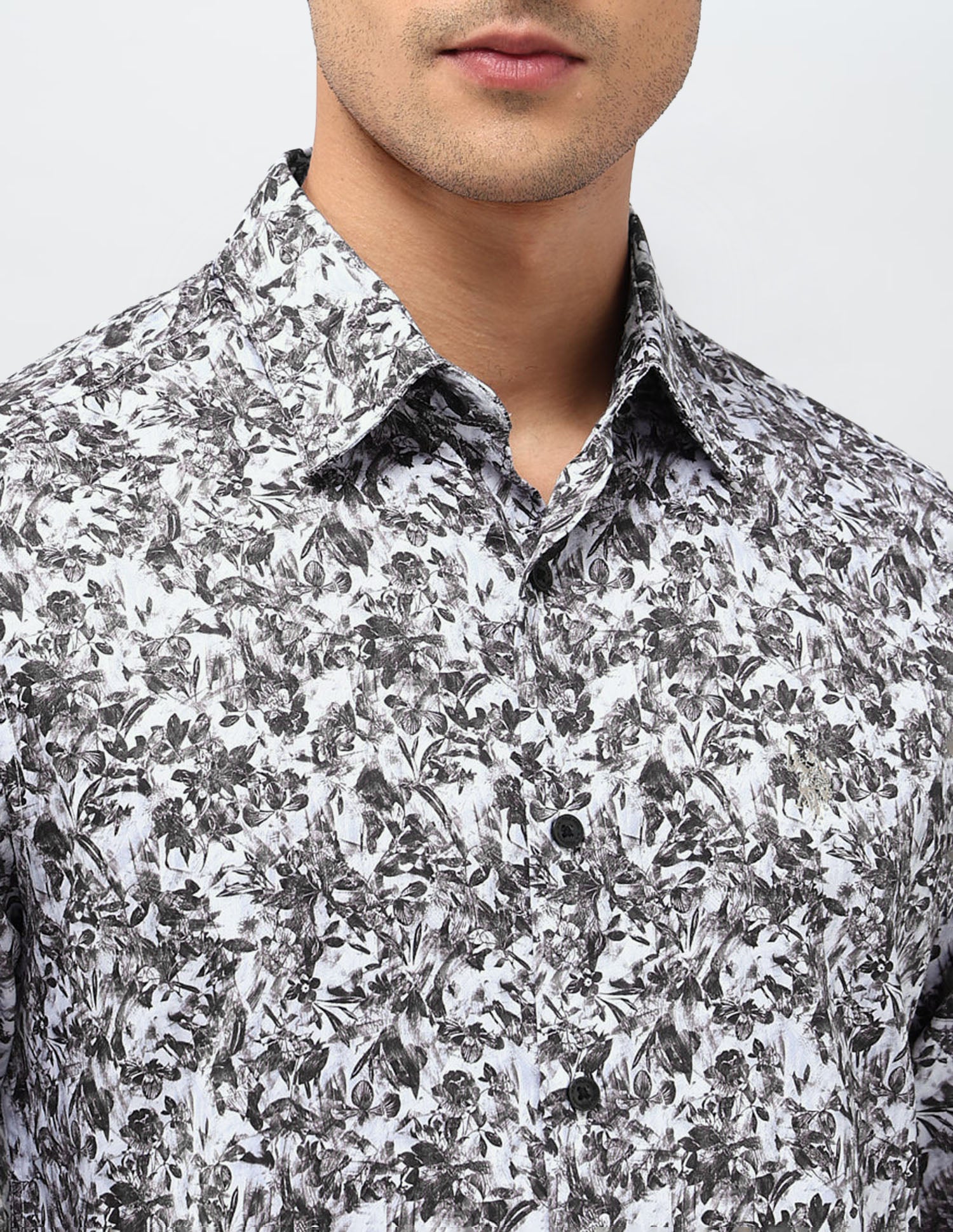 Floral Printed Satin Shirt Brown - U.S. POLO ASSN. | Large