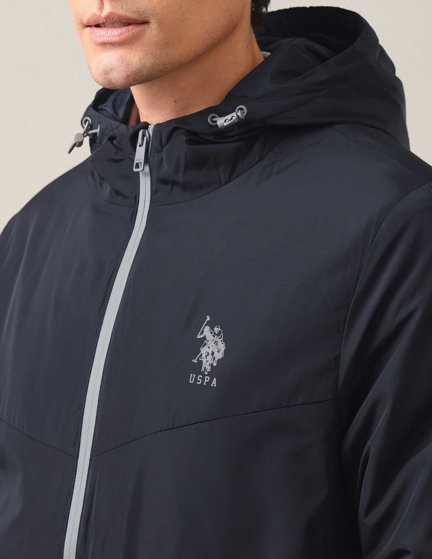 Solid Hooded Jacket Navy - U.S. Polo Assn. India | Large