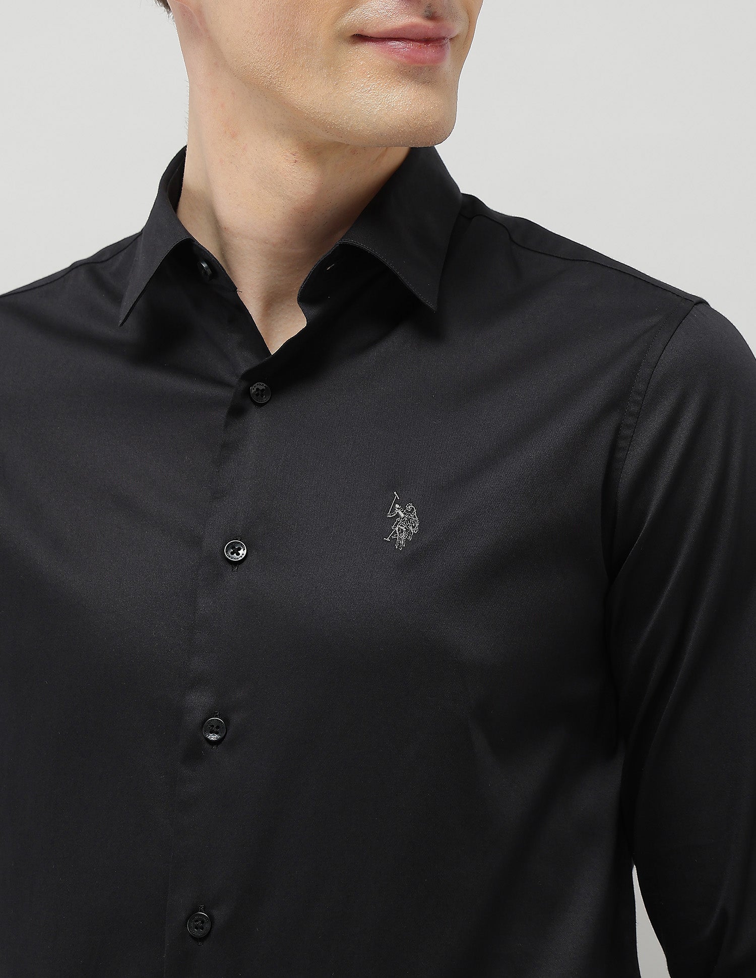 Solid Tailored Fit Shirt Black - U.S. Polo Assn. India | Large