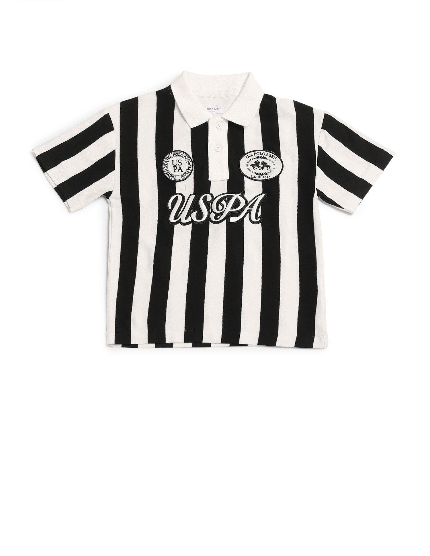 Boys Vertical Striped Boxy Fit Polo Shirt Black - U.S. POLO ASSN. | Large