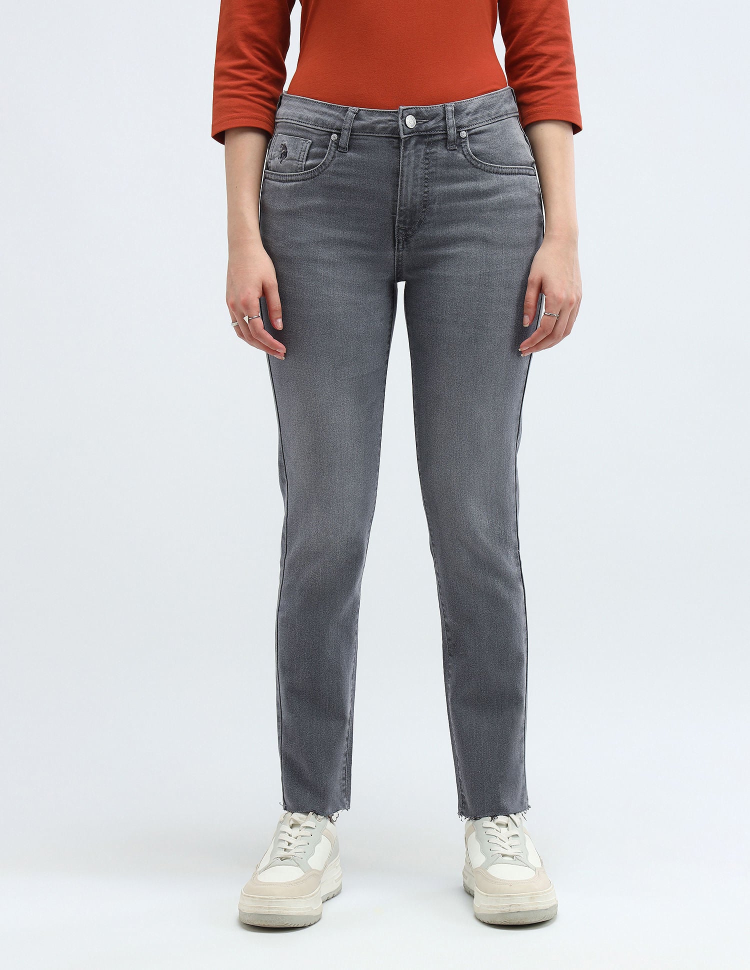 Slim Fit Mid Rise Jeans Grey - U.S. Polo Assn. India | Large