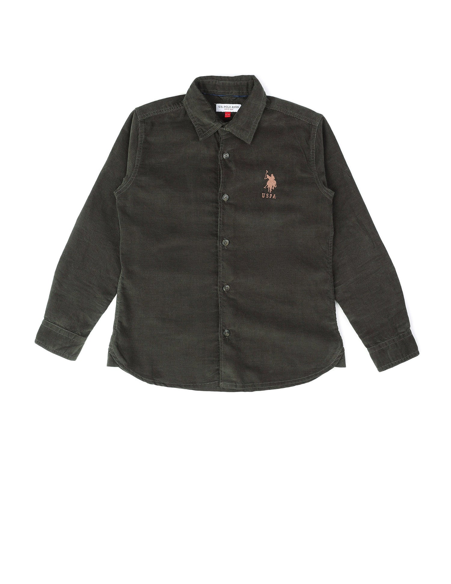 Boys Textured Pure Cotton Shirt Dark Green - U.S. POLO ASSN. | Large