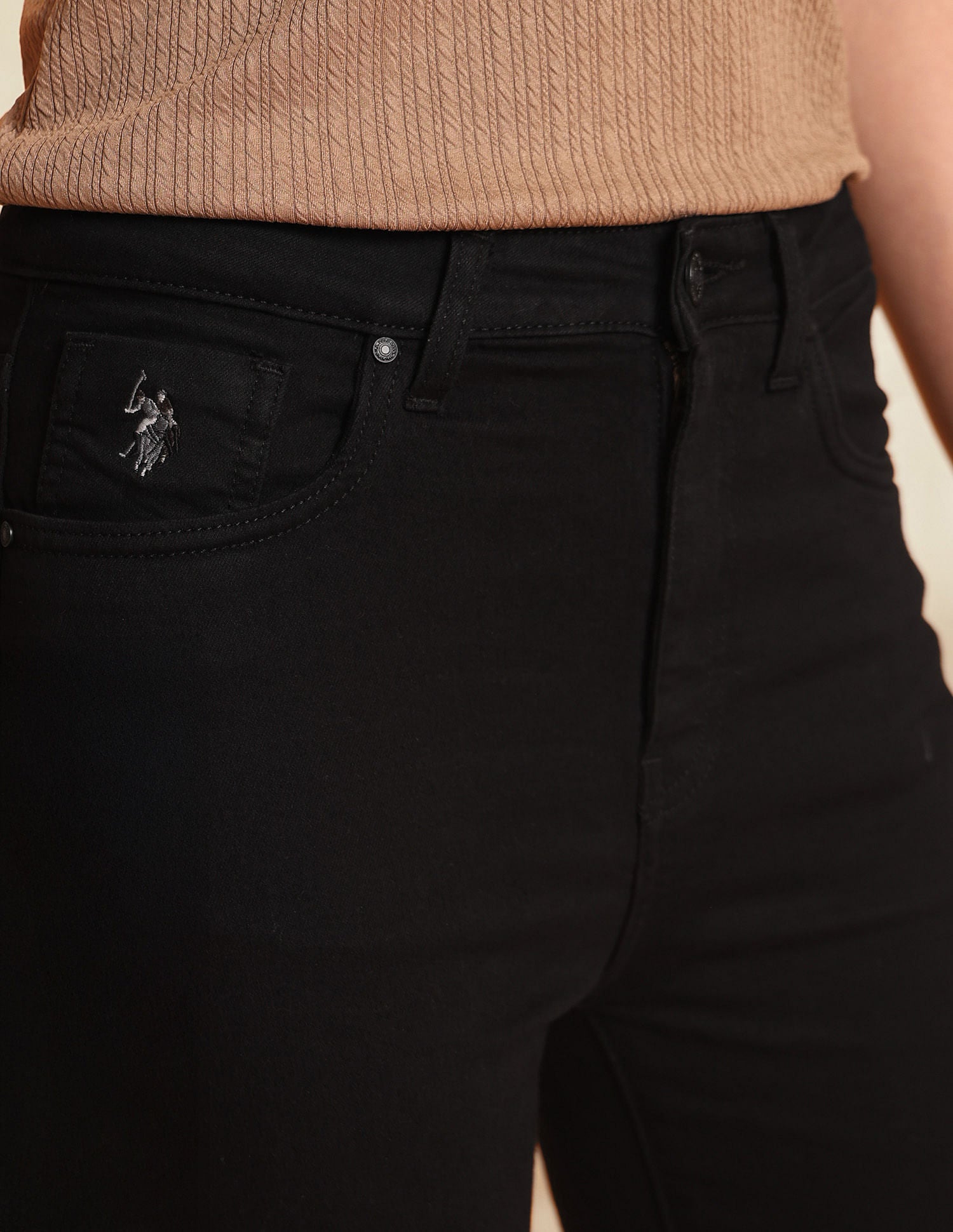 High Rise Flared Jeans Jet Black - U.S. POLO ASSN. | Large