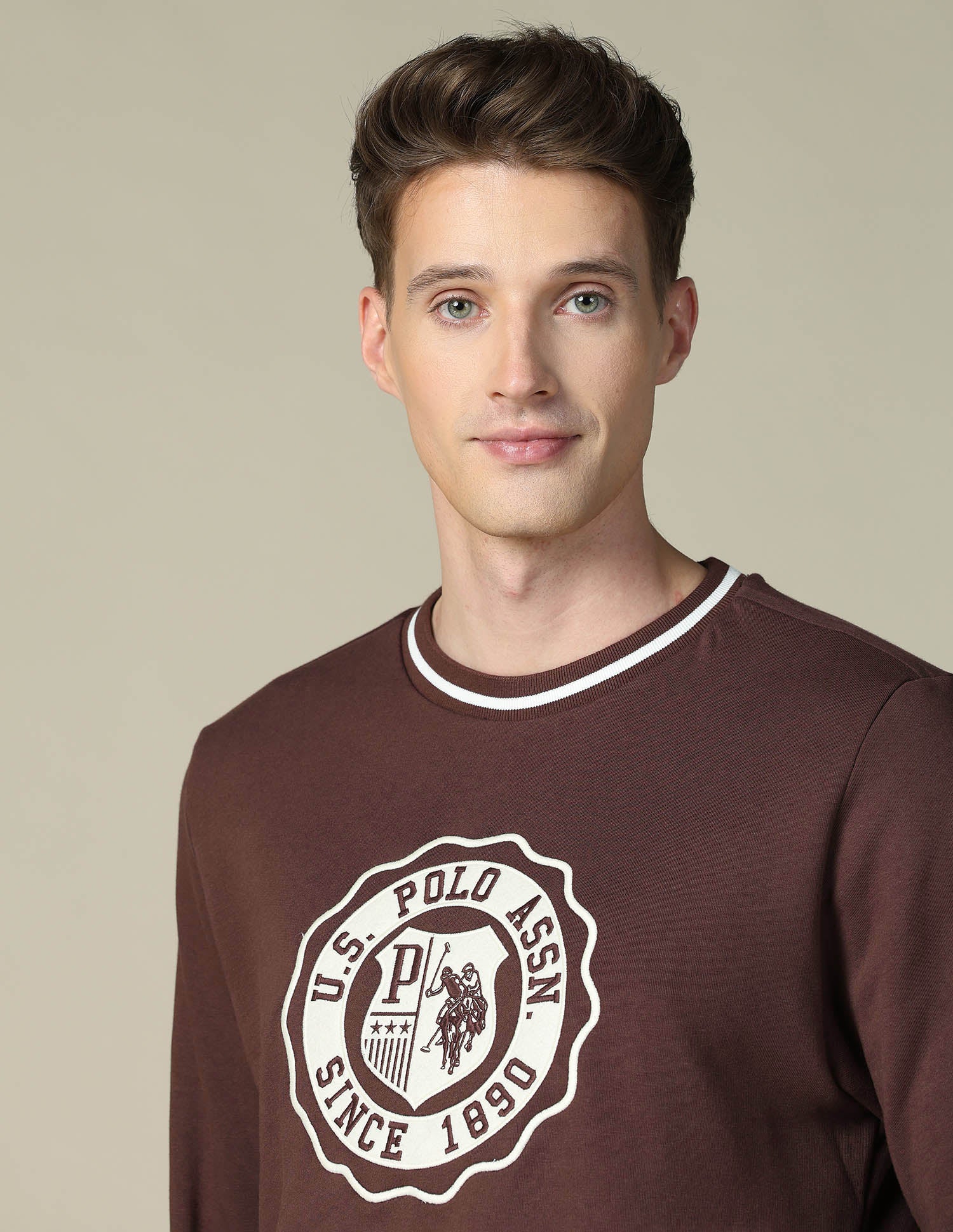 Brand Embroidered Regular Fit Sweatshirt Choco - U.S. POLO ASSN. | Large