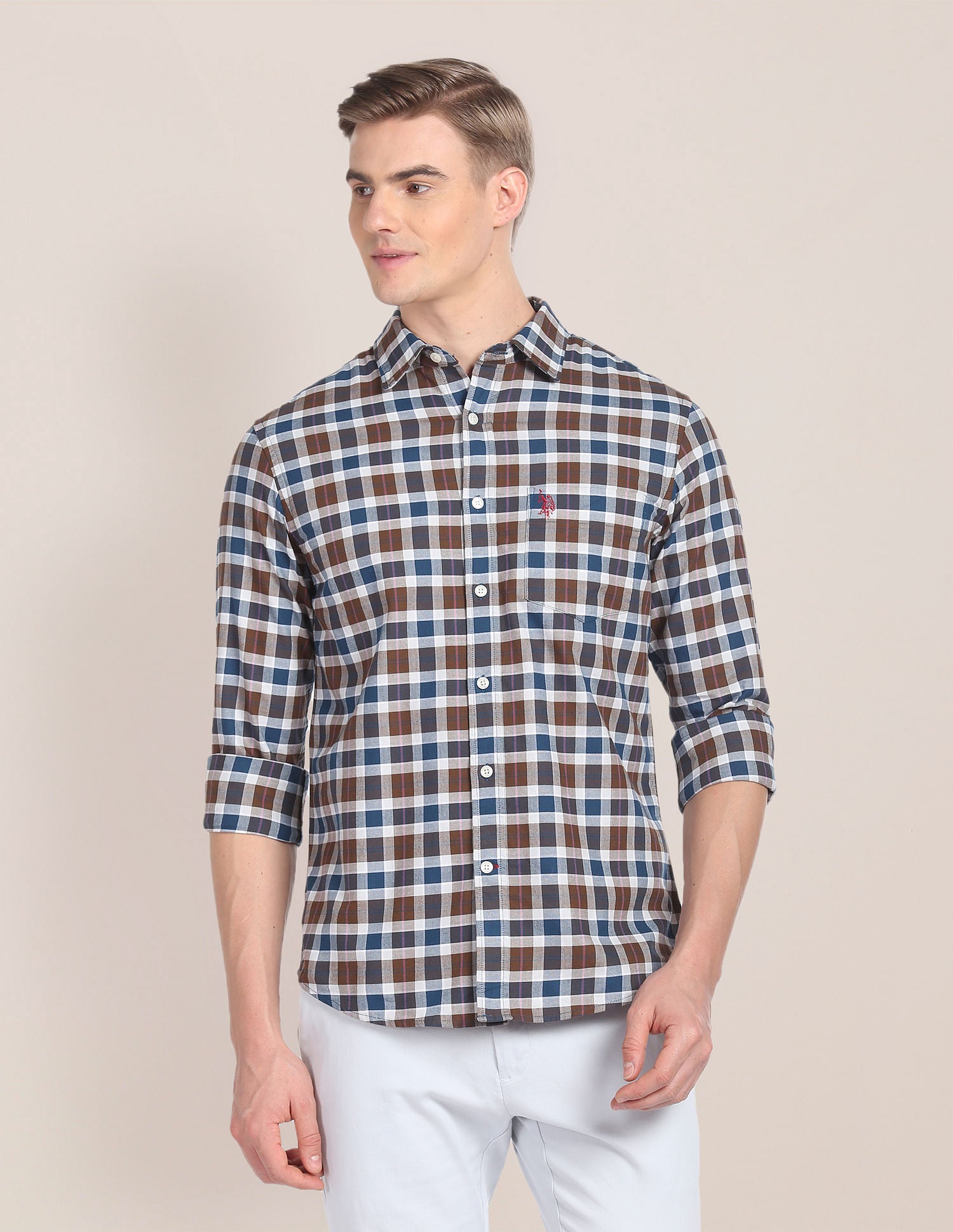 Plaid Check Cotton Shirt Teal - U.S. Polo Assn. India | Large