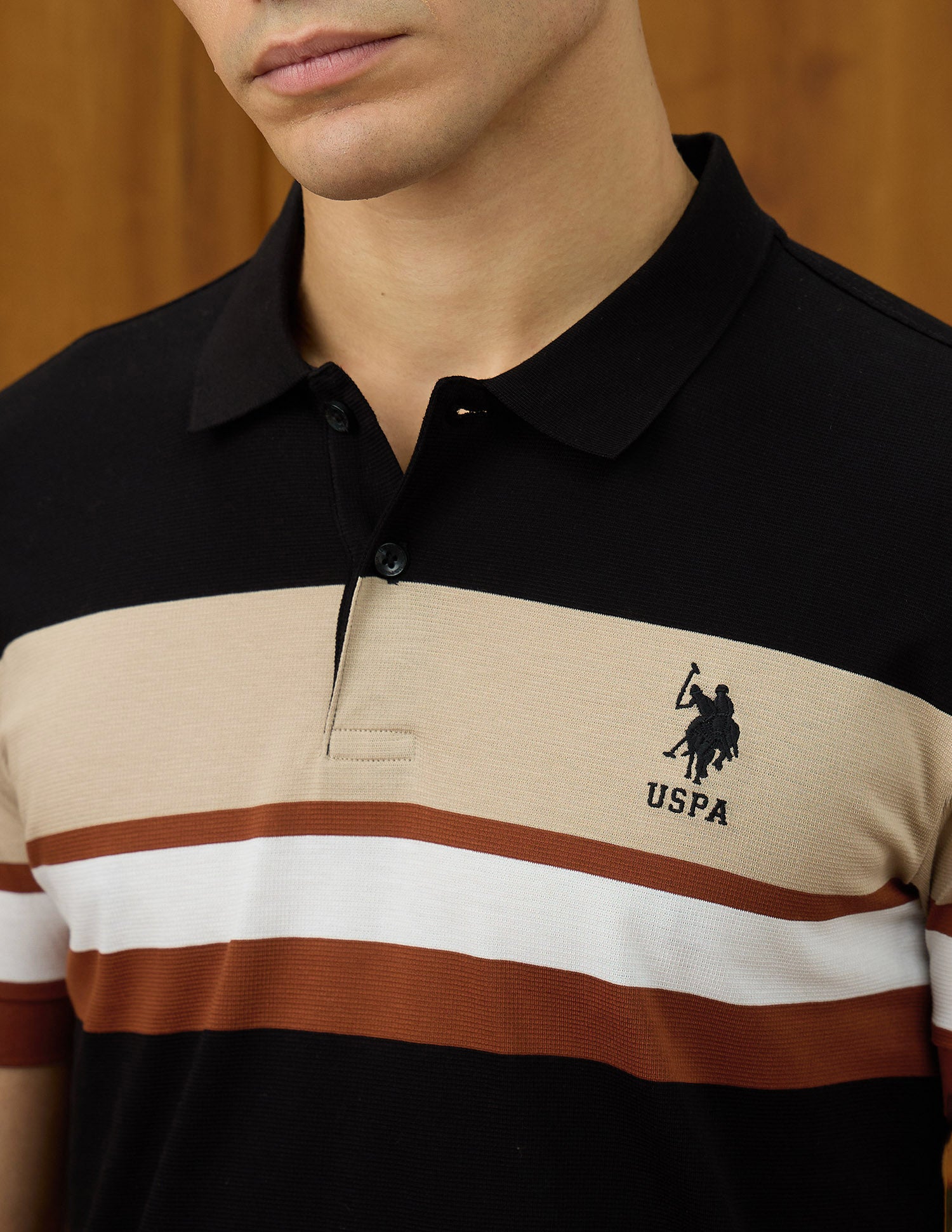 Colourblocked Varsity Theatre Polo Shirt Black - U.S. POLO ASSN. | Large