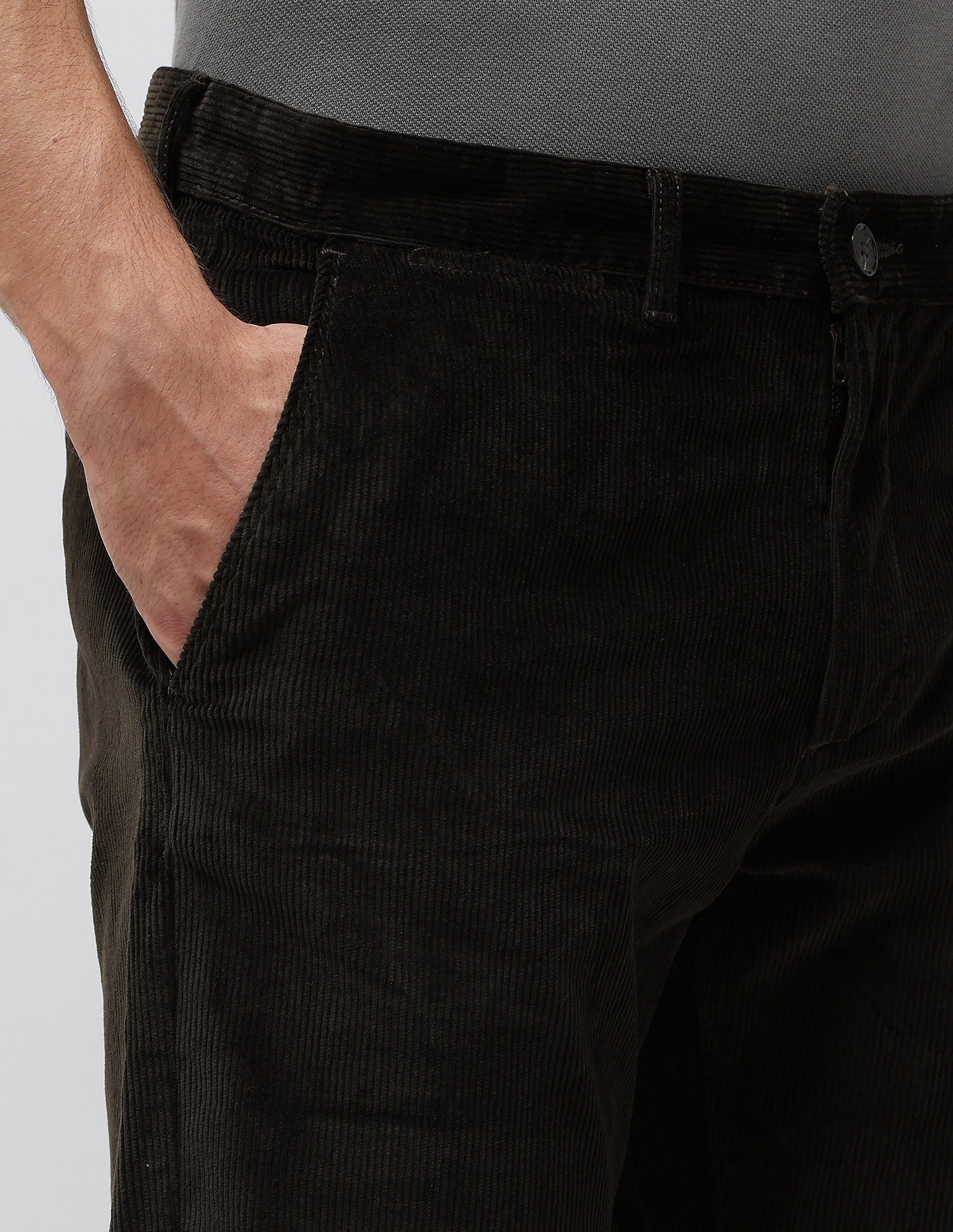 Riley Straight Fit Corduroy Trousers Dark Olive - U.S. POLO ASSN. | Large