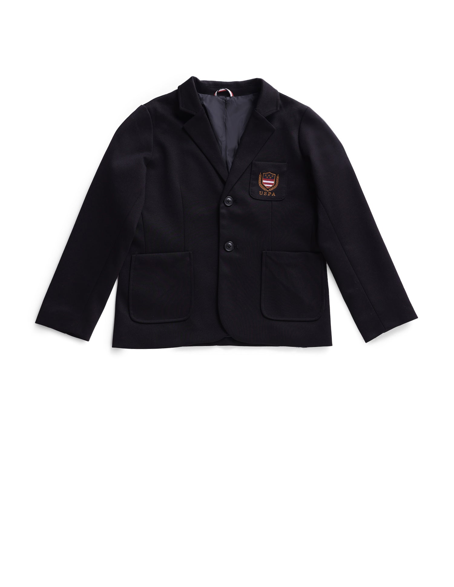 Boys Black Notch Lapel Collar Casual Blazer Jacket Black - U.S. POLO ASSN. | Large