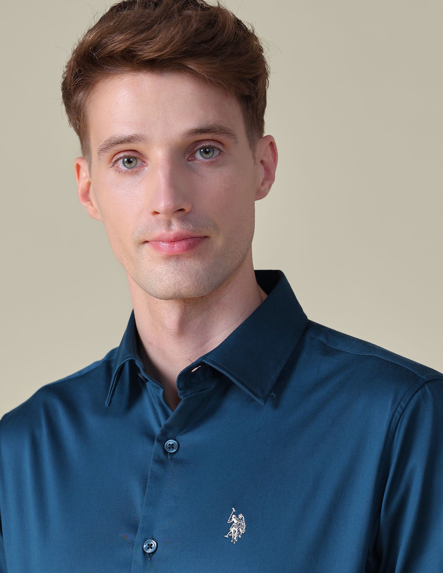 Satin Tailored Fit Shirt Teal - U.S. POLO ASSN. | Large