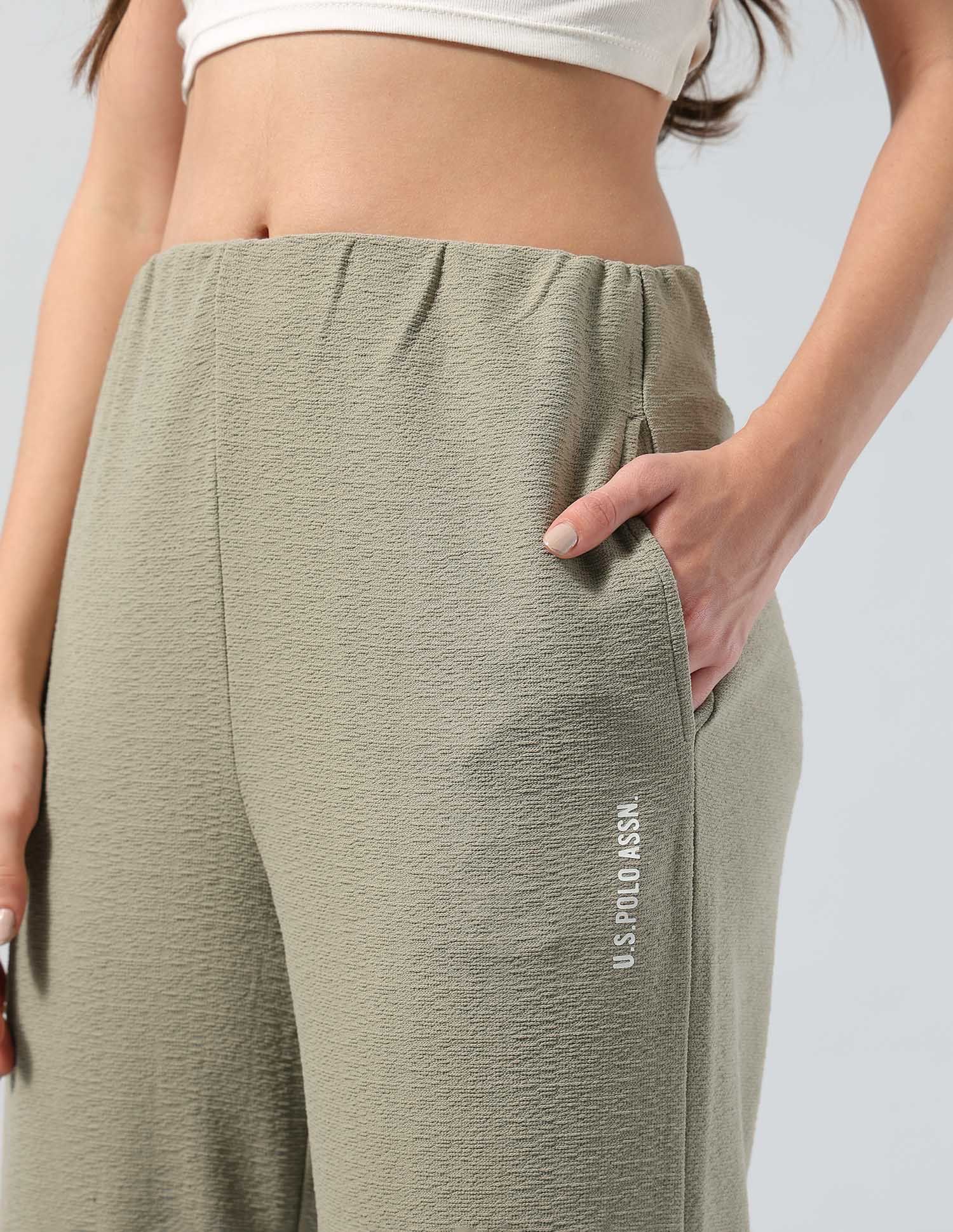 Textured Straight Fit Lounge Trousers Green - U.S. POLO ASSN. | Large