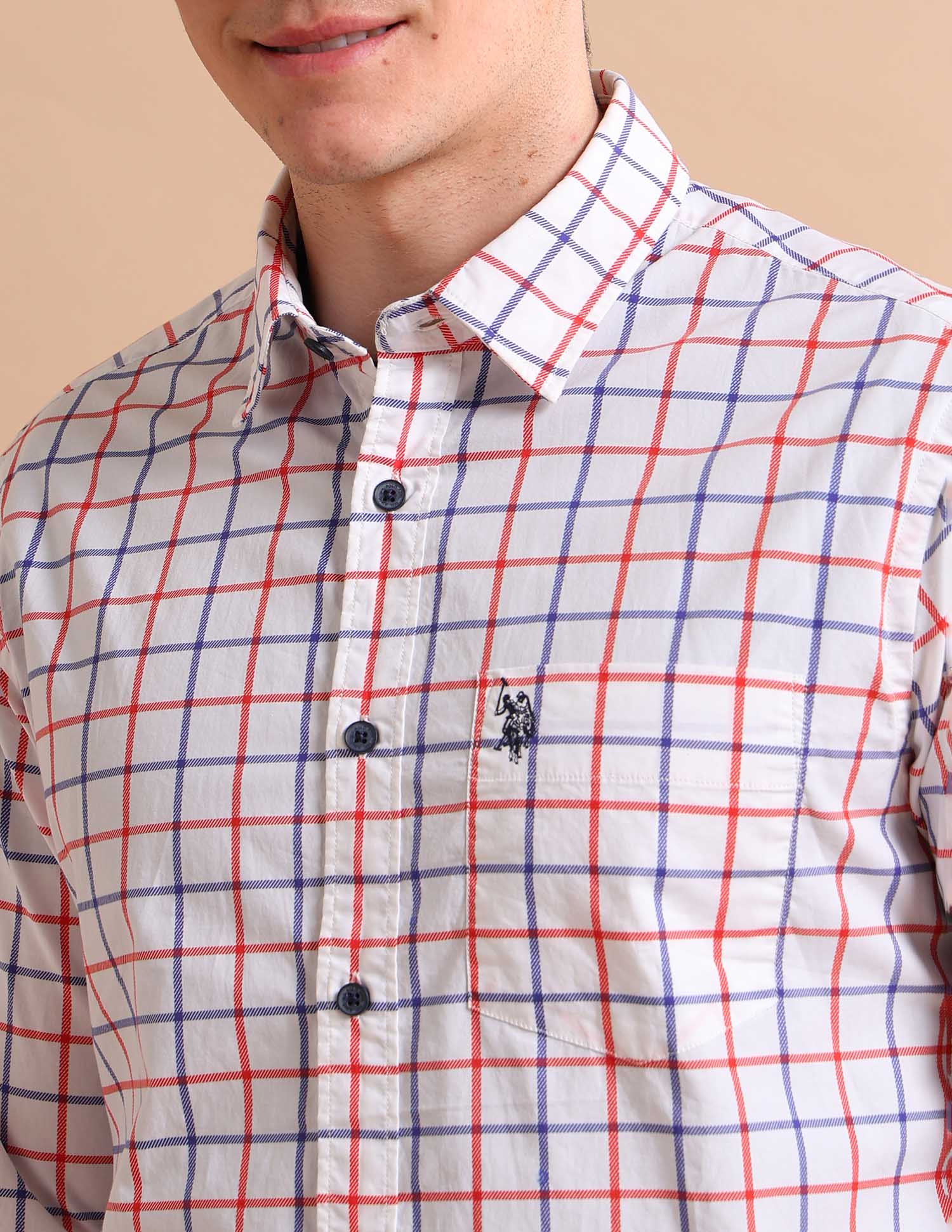 Grid Twill Shirt White - U.S. POLO ASSN. | Large