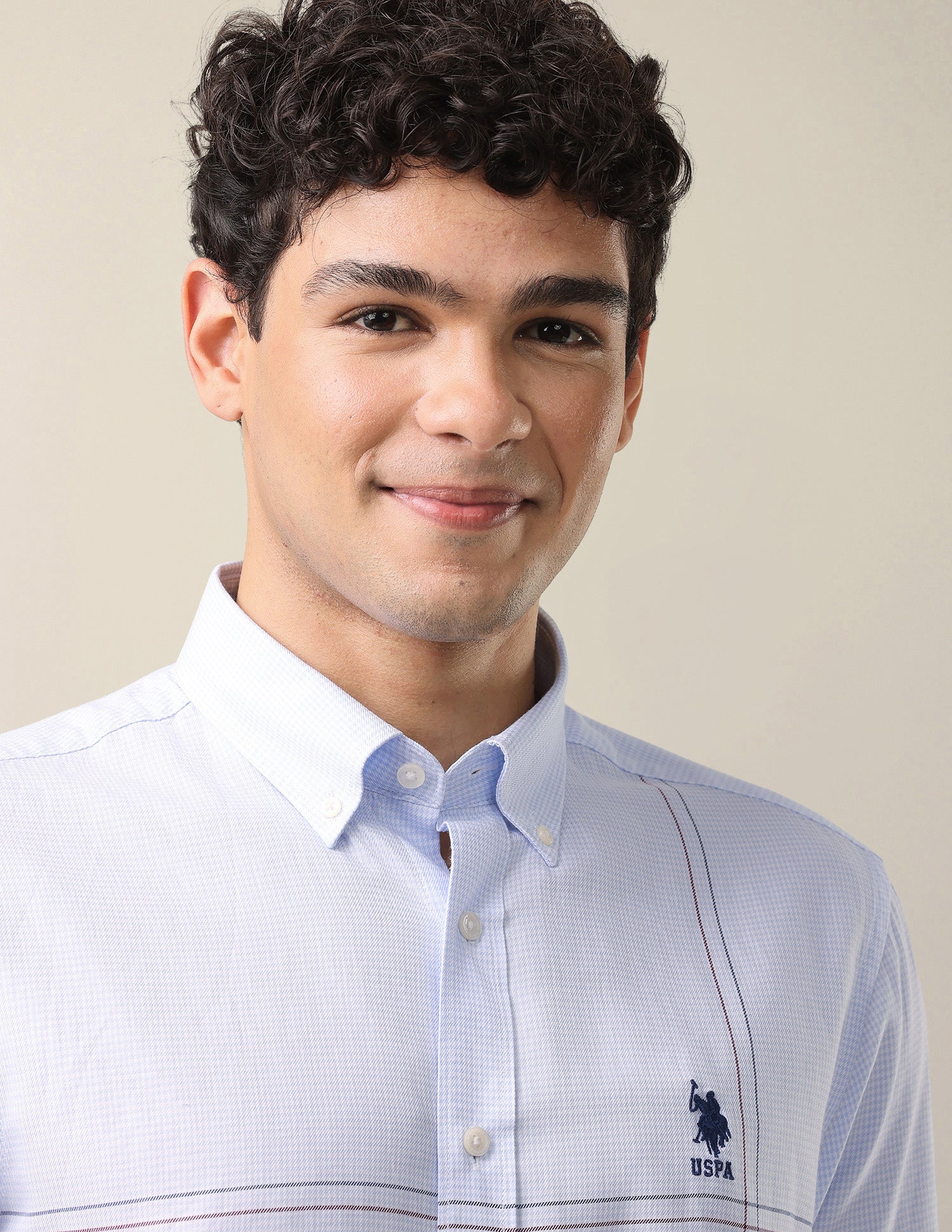 Twill Tailored Fit Button-Down Collar Shirt Light Blue - U.S. Polo Assn. India | Large