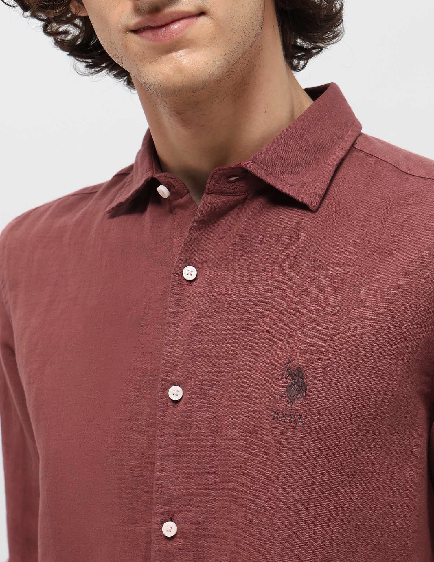 Solid Regular Fit Shirt Rust - U.S. Polo Assn. India | Large