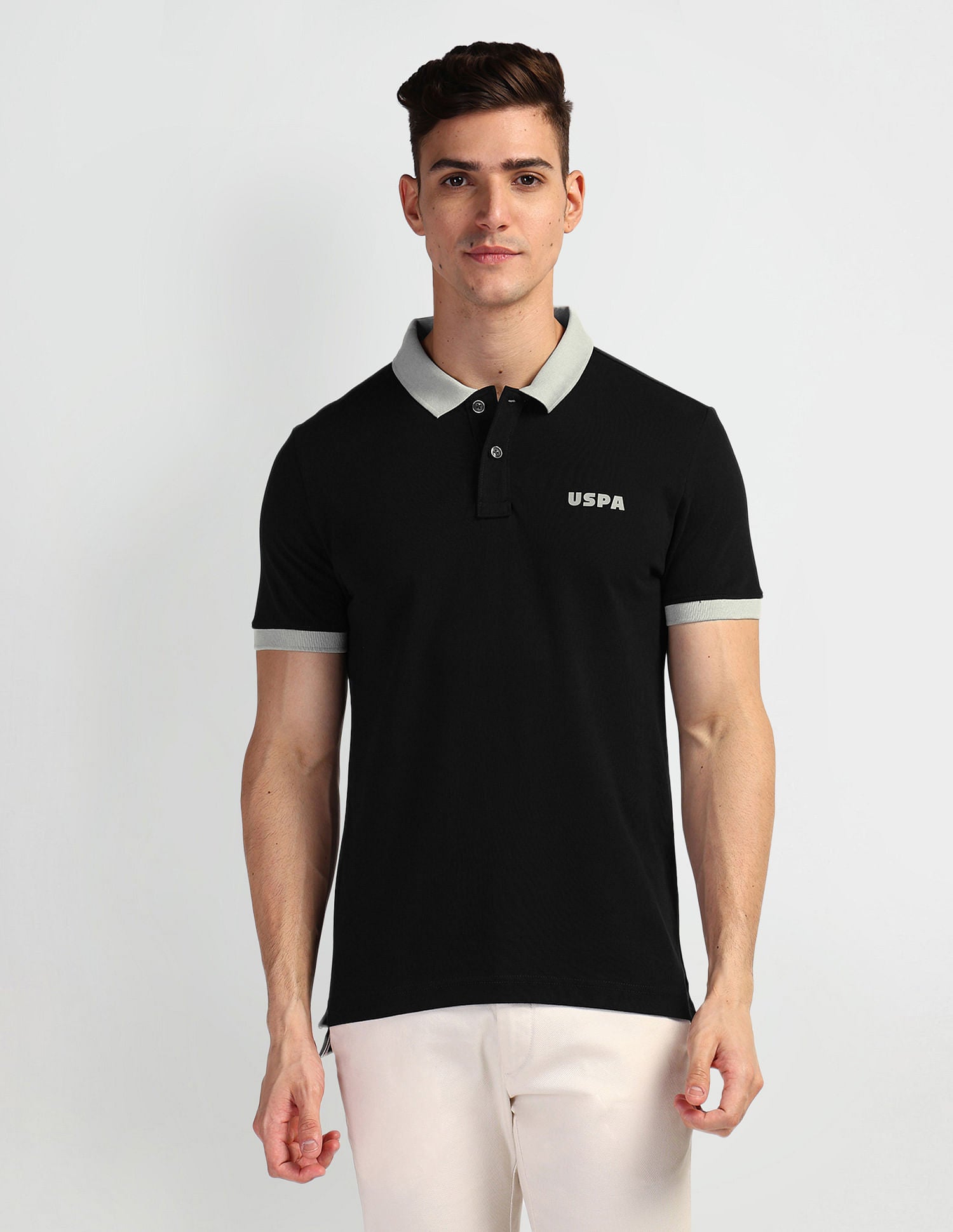 Muscle Fit Cotton Polo Shirt Black - U.S. Polo Assn. India | Large