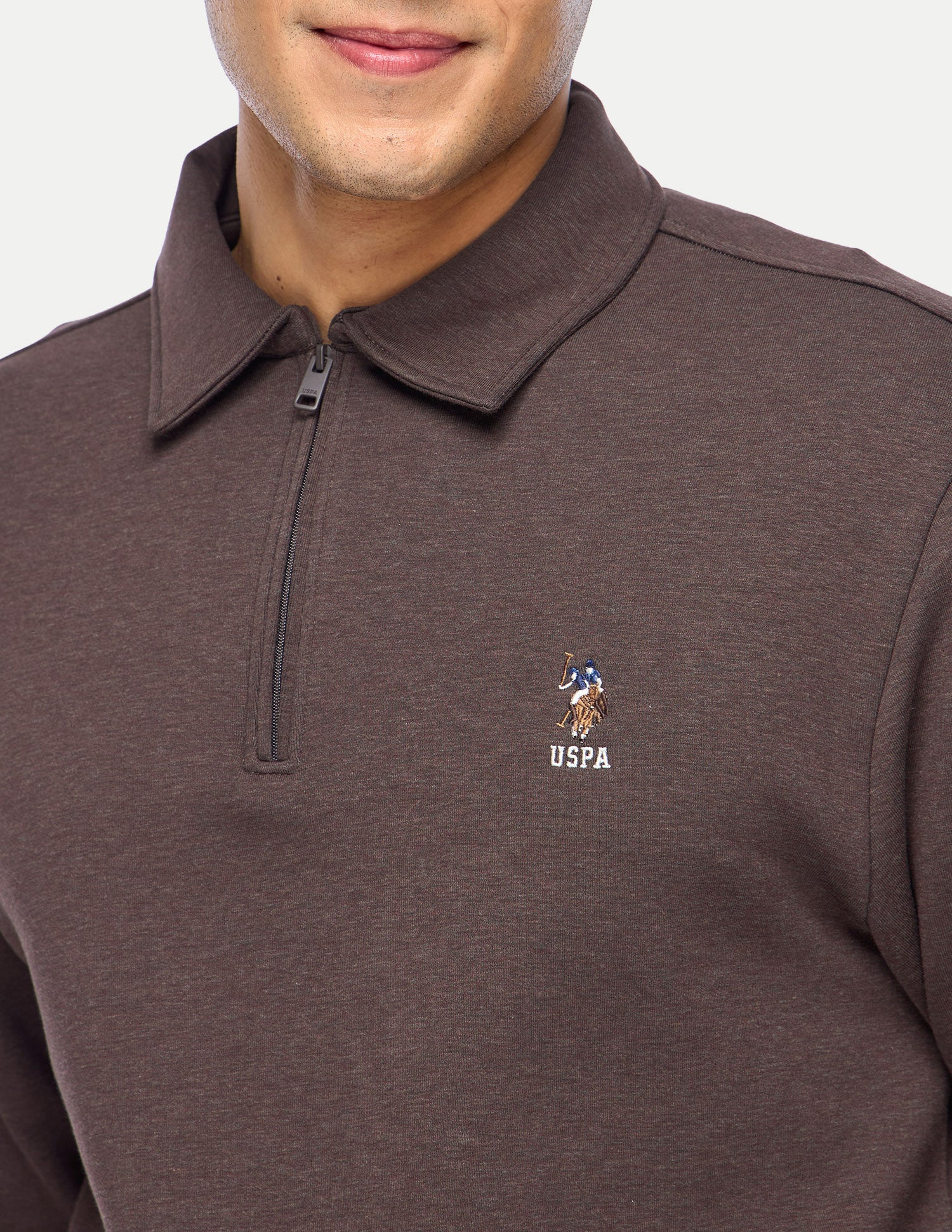 Heathered Slim Fit Sweatshirt Brown - U.S. Polo Assn. India | Large