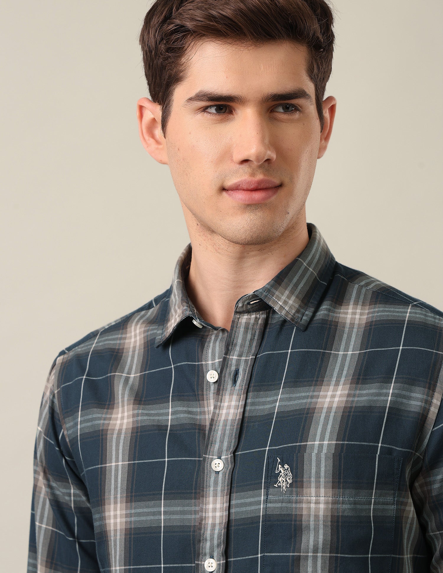 Tartan Checked Twill Shirt Dark Green - U.S. Polo Assn. India | Large