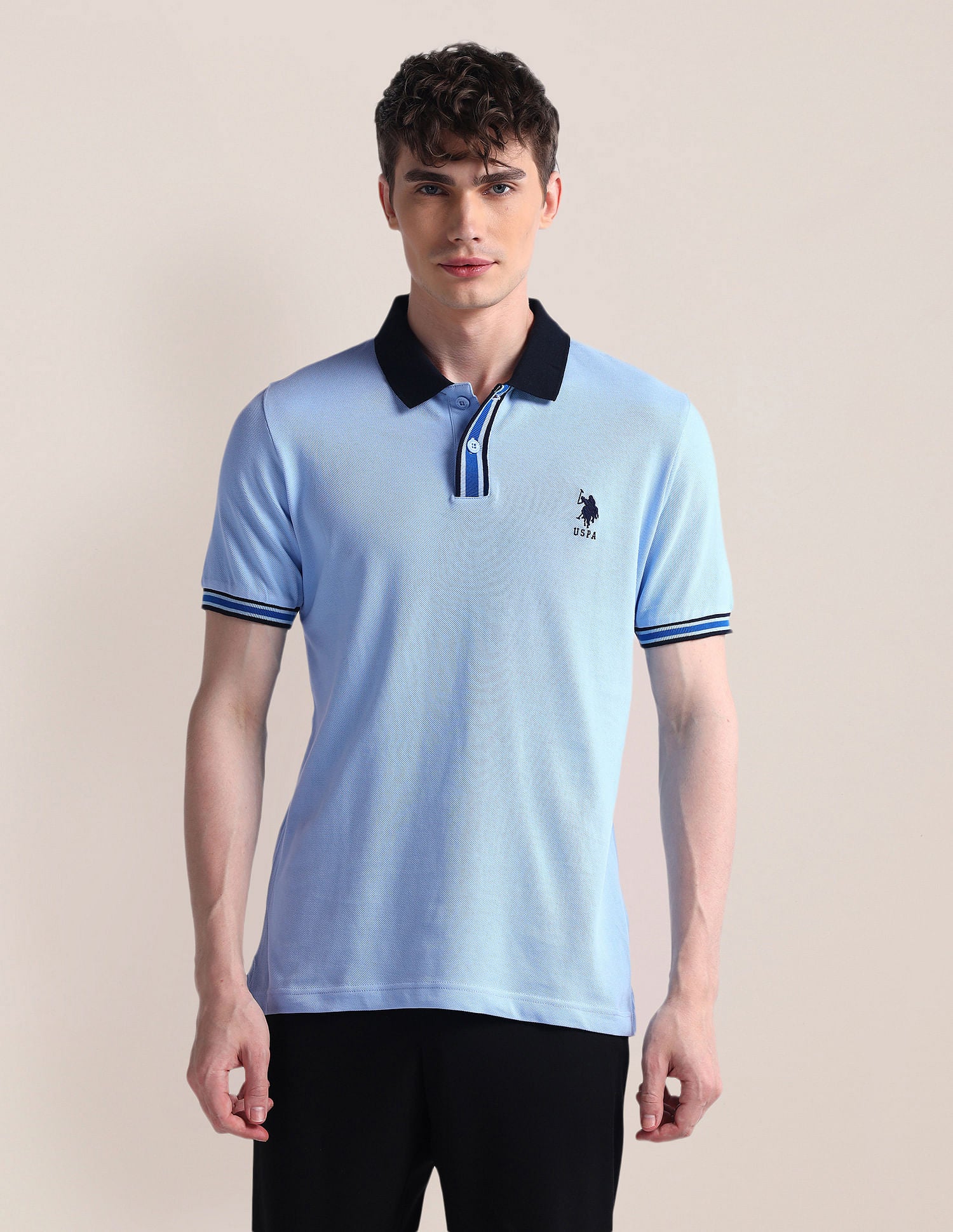 Solid Short Sleeve Polo Shirt Light Blue - U.S. POLO ASSN. | Large